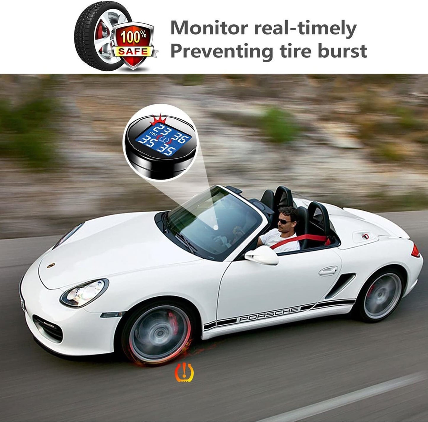 VESAFE Wireless Tire Pressure Monitoring System (TPMS) for round display