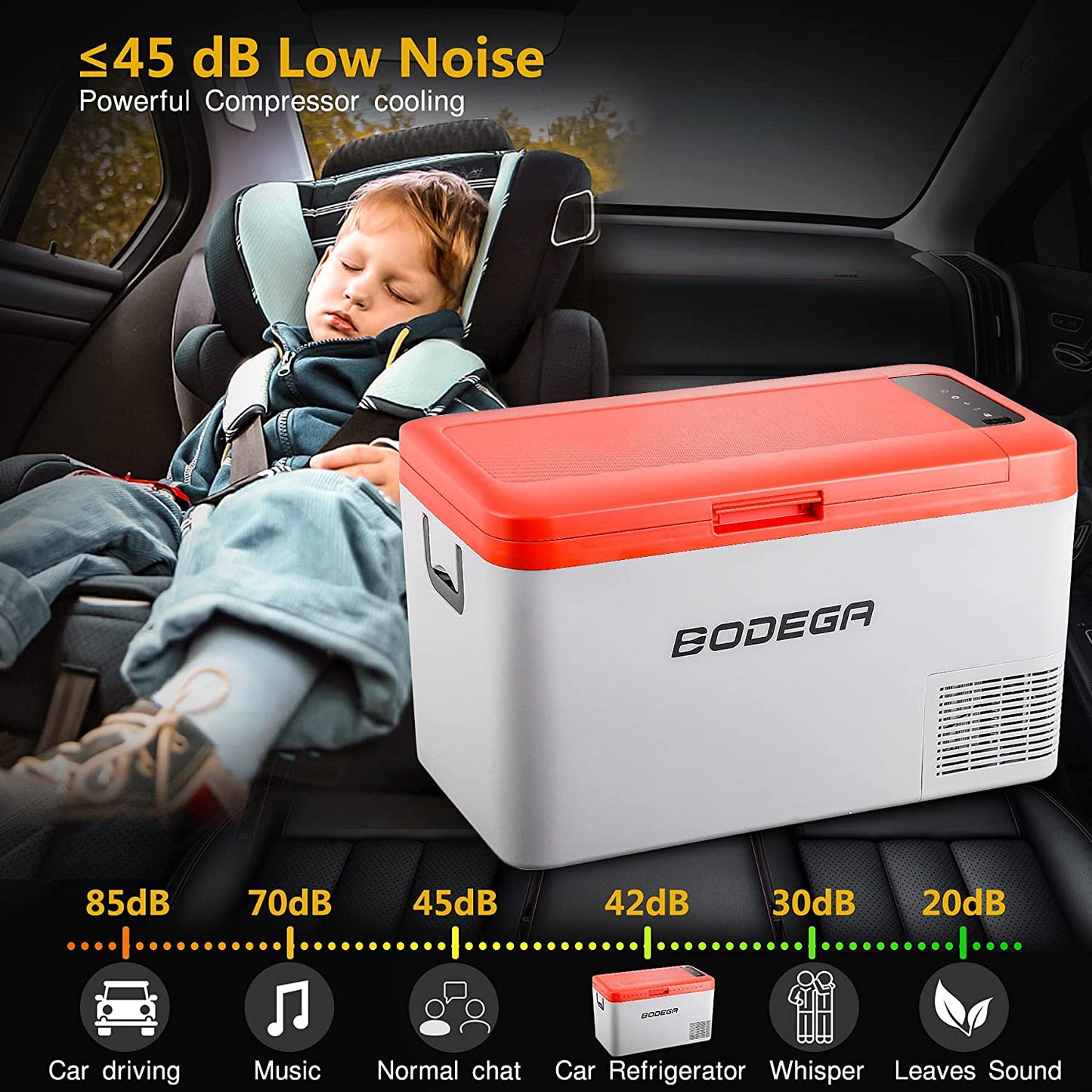 BODEGA 12 Volt Car Refrigerator, 27 Quart(Orange 25L), K 27 Quart(25L)-Orange