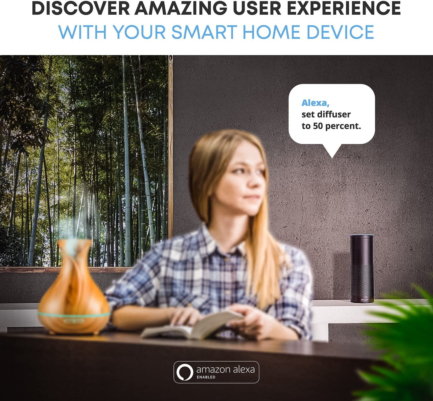 Smart WiFi Wireless Essential Oil Aromatherapy Diffuser - Works Light Brown