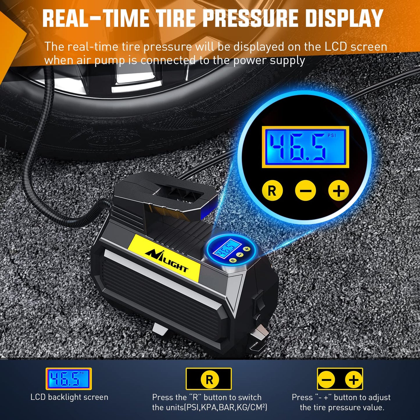 Nilight Tire Inflator Air Compressor Portable Pump