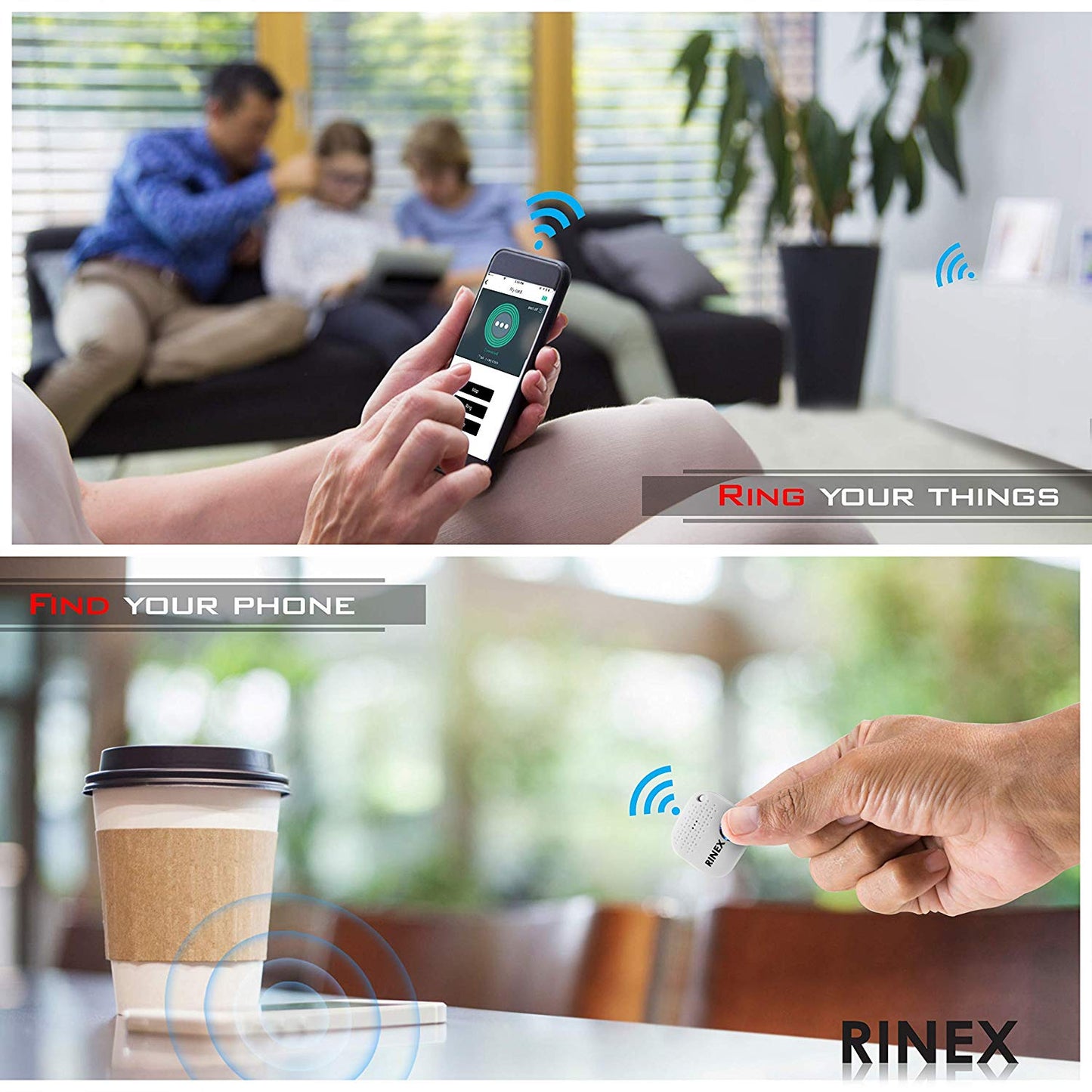 Bluetooth Key Finder – Locator Device with App, Siri Compatibility, white