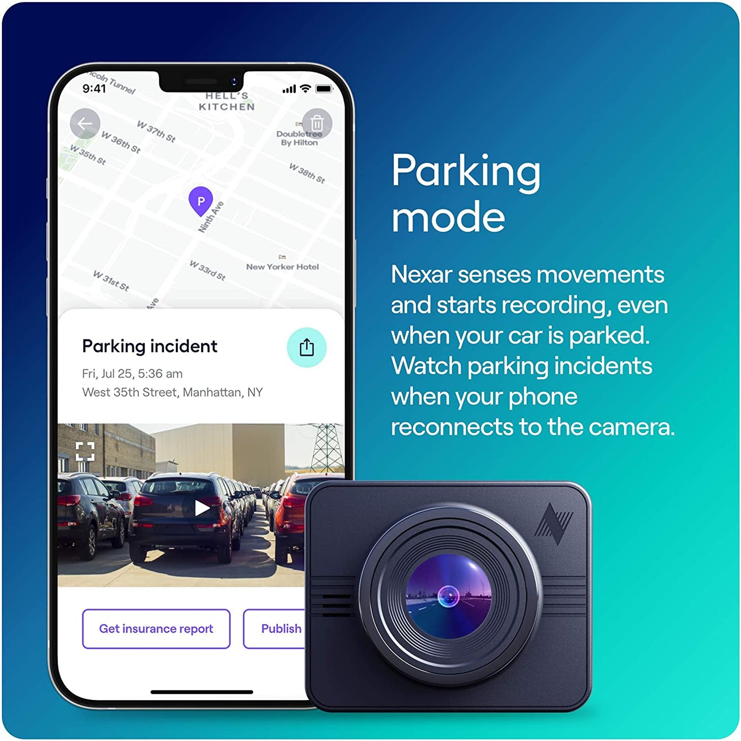 Nexar Beam GPS Dash Cam | HD Front | 2022 Model | 32 GB 32 GB, Black