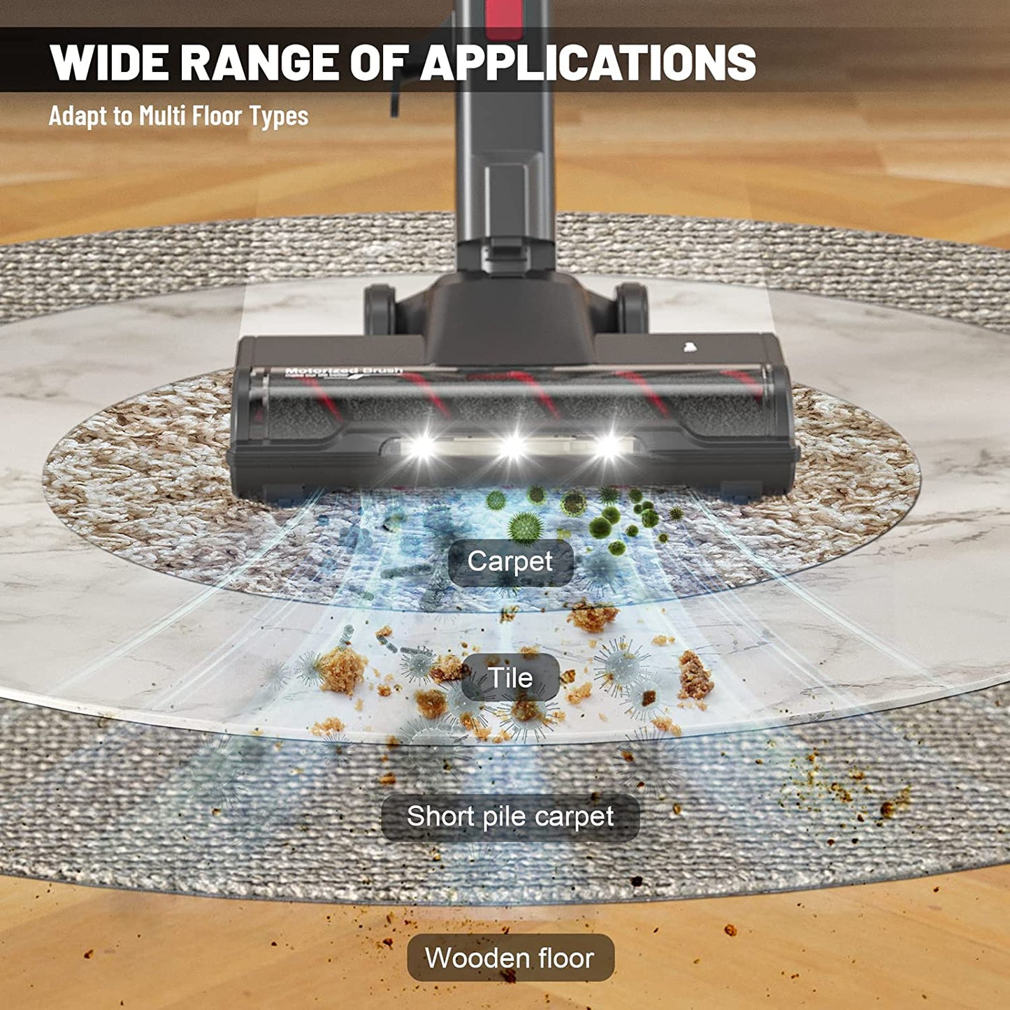 Afoddon Corded Stick Vacuum Cleaner, 600W 20Kpa with Red