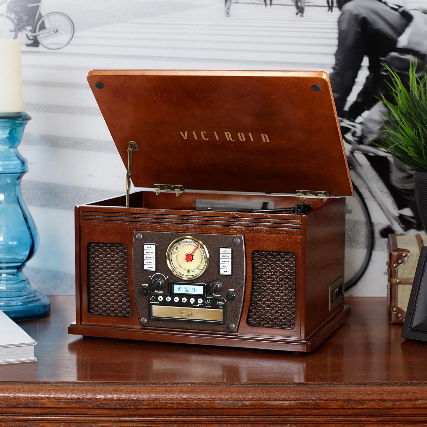 Victrola Navigator 8-In-1 Classic Bluetooth Record 1SFA, Brown (Espresso)