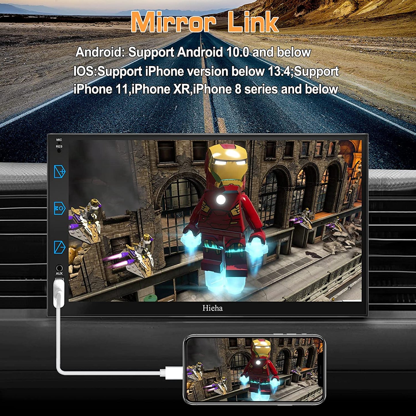 Car Stereo Compatible with Apple Carplay & Android Auto, Hieha 7 Inch Black