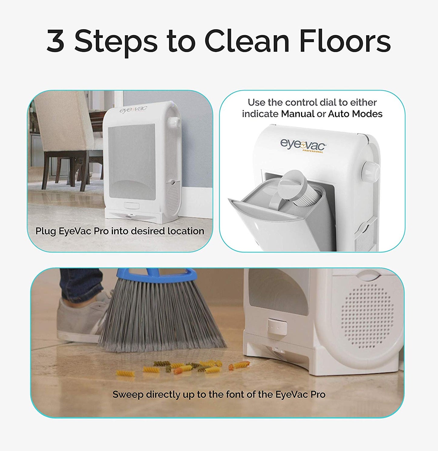 EyeVac PRO Touchless Stationary Vacuum - 1400 Watts Professional White