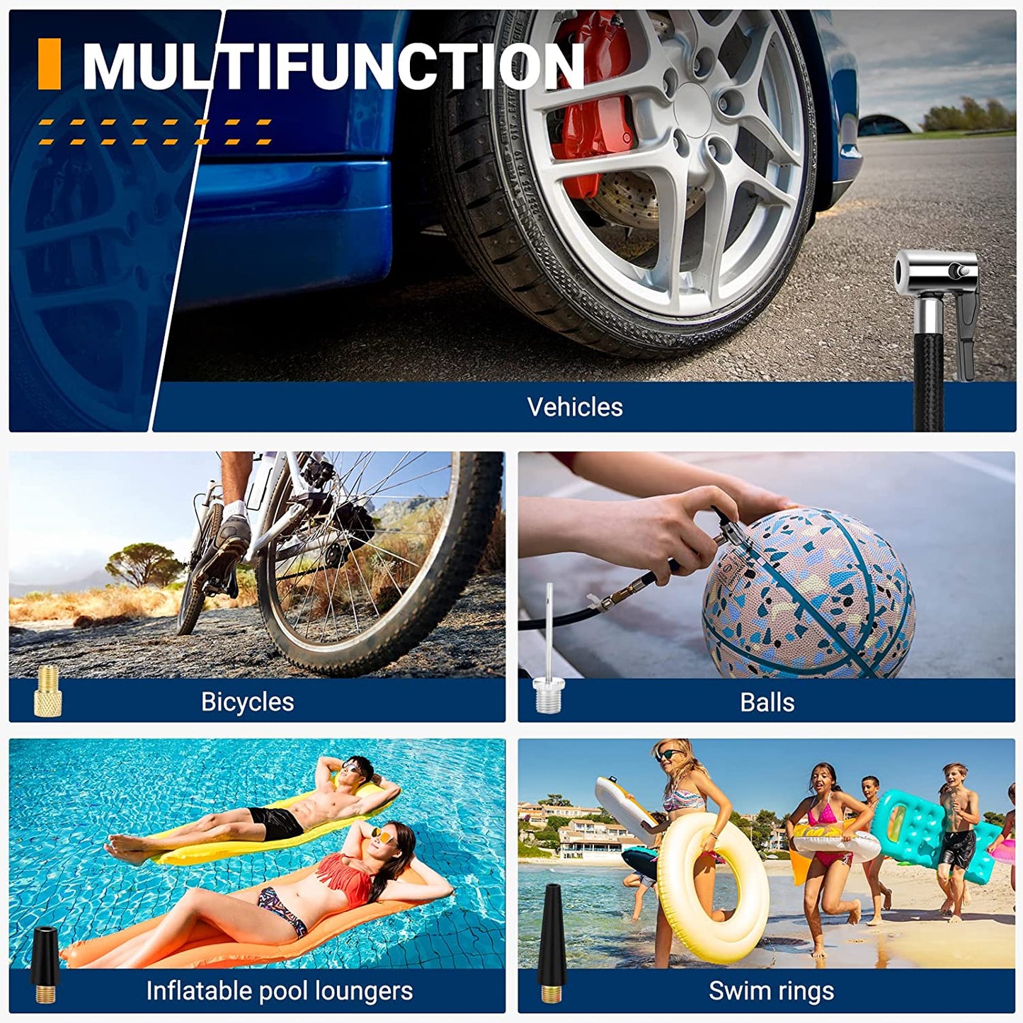 AstroAI Air Compressor Tire Inflator Portable Pump for Car Tires 12V Red