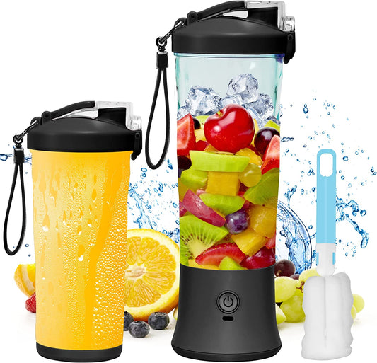 20 Oz Portable Blender USB Rechargeable, Supkitdin Waterproof Personal Black