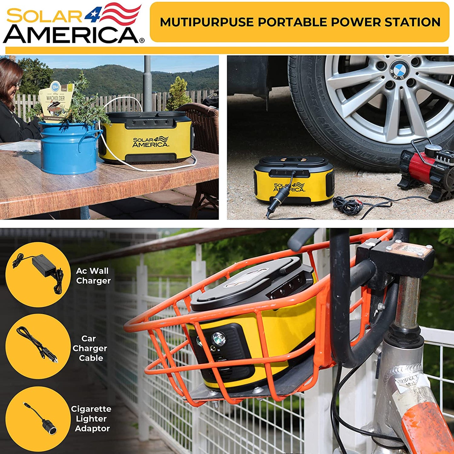 Solar4America AC 80W/88.8WH 100W/222WH 200W/222WH Output Portable Power 200W