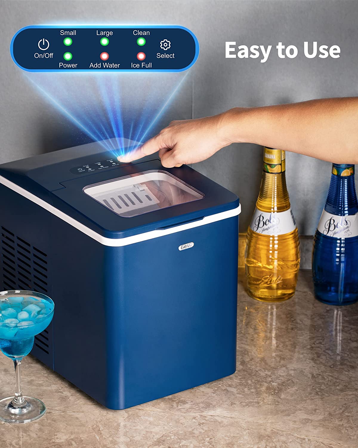 Gevi Household Ice Maker Machine | Countertop Icemaker with Self Blue