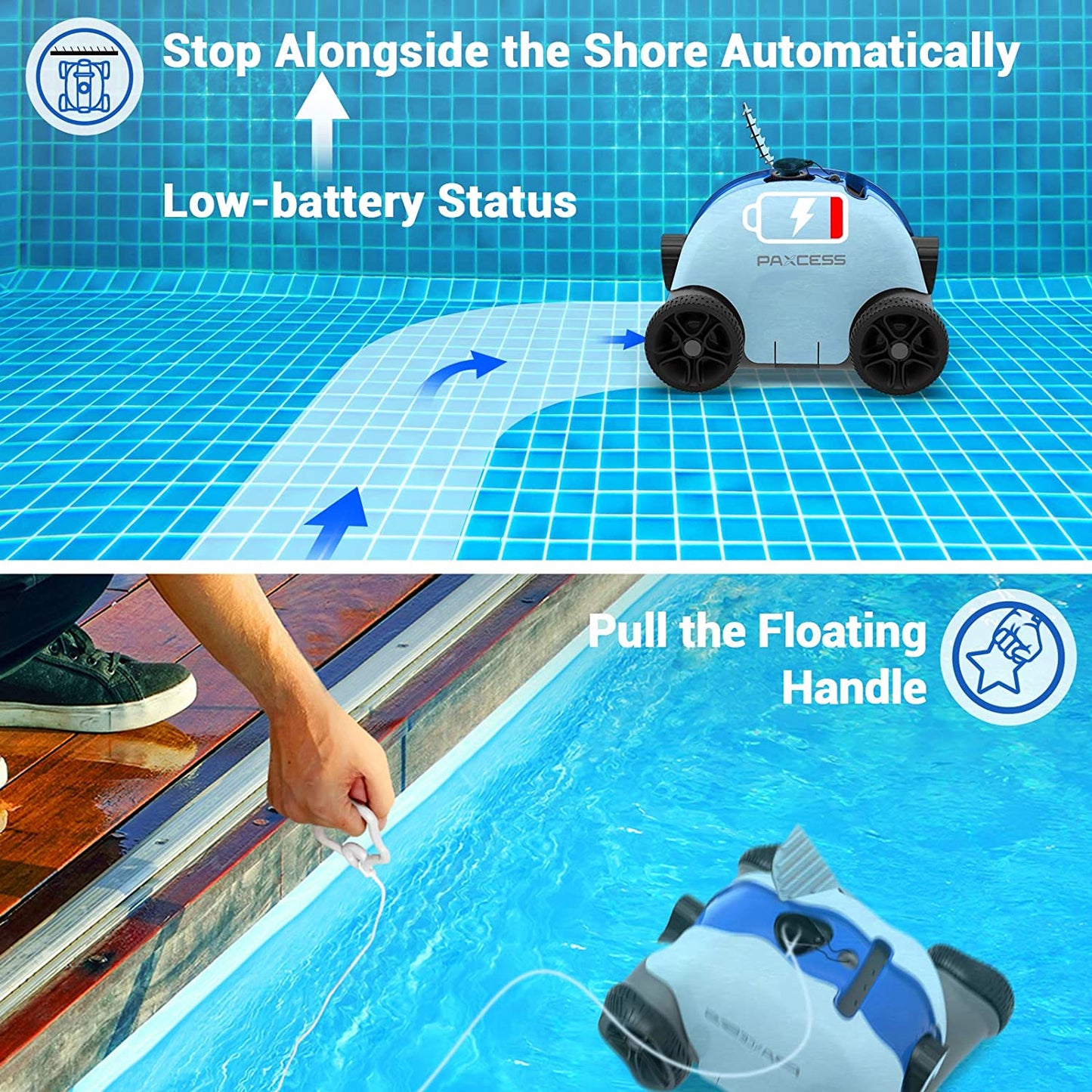 PAXCESS Cordless Robotic Pool Cleaner, Automatic Robot Vacuum with...