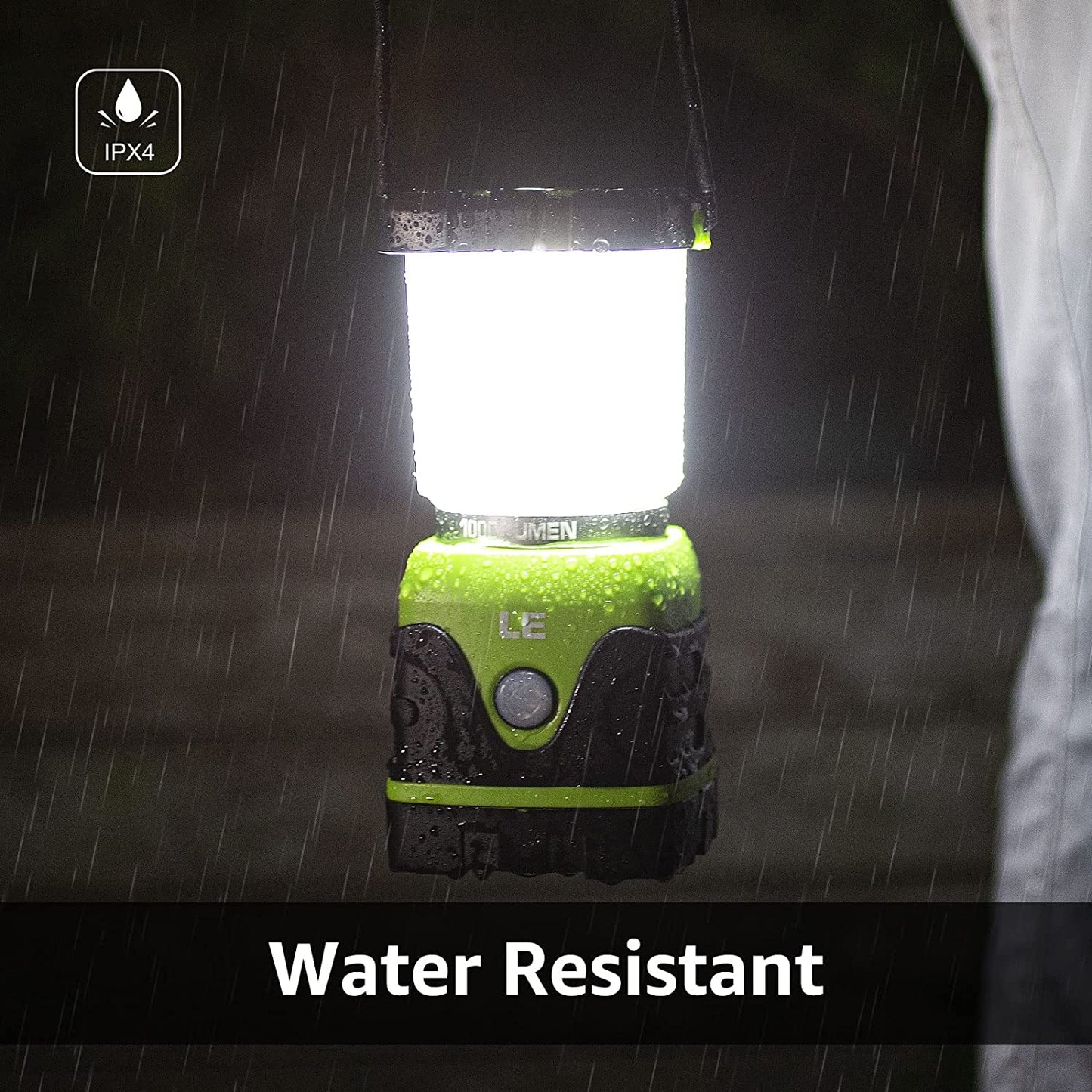 LE LED Camping Lantern, Battery Powered 1000lm Black and Green