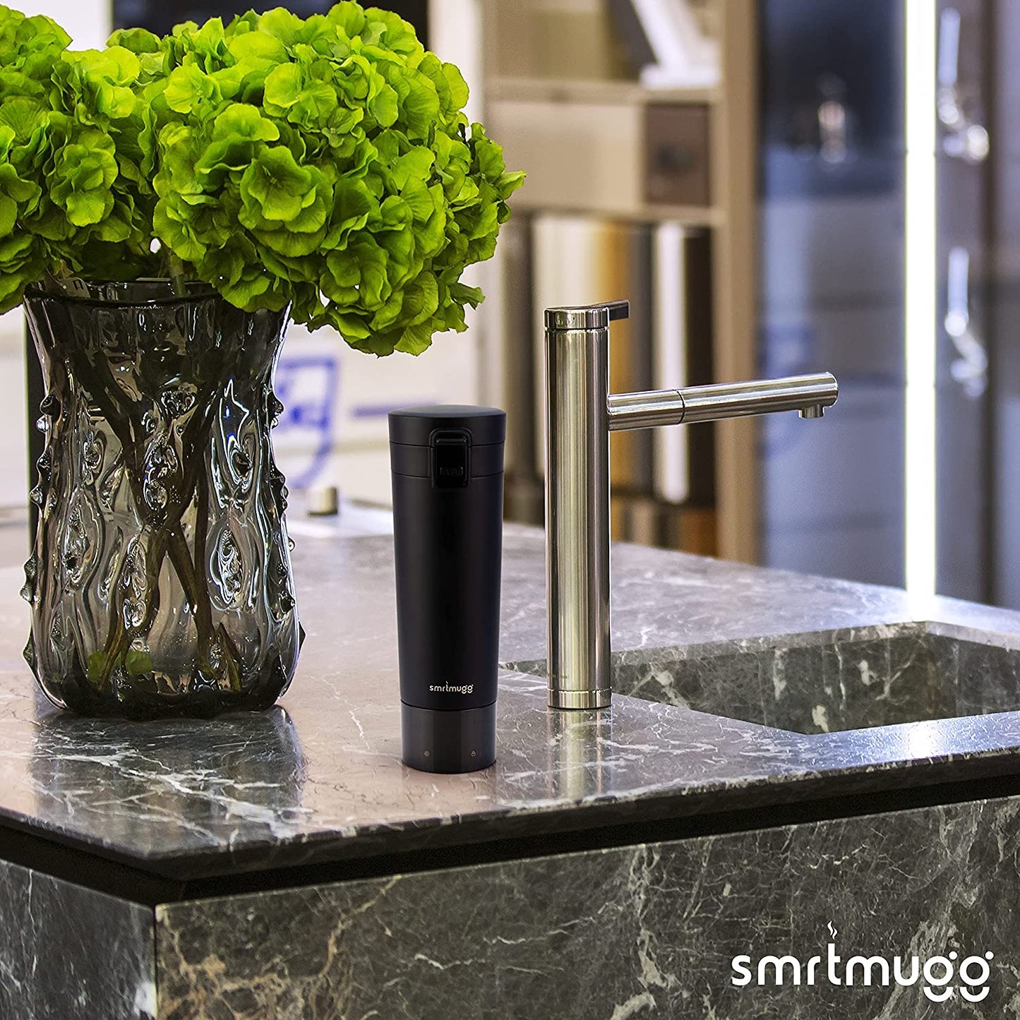 SMRTMUGG Heated Coffee Mug, All Day Battery Life, Black 10 oz.