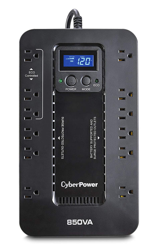 CyberPower EC850LCD Ecologic UPS System, 850VA/510W, 12 Outlets, ECO Mode,...