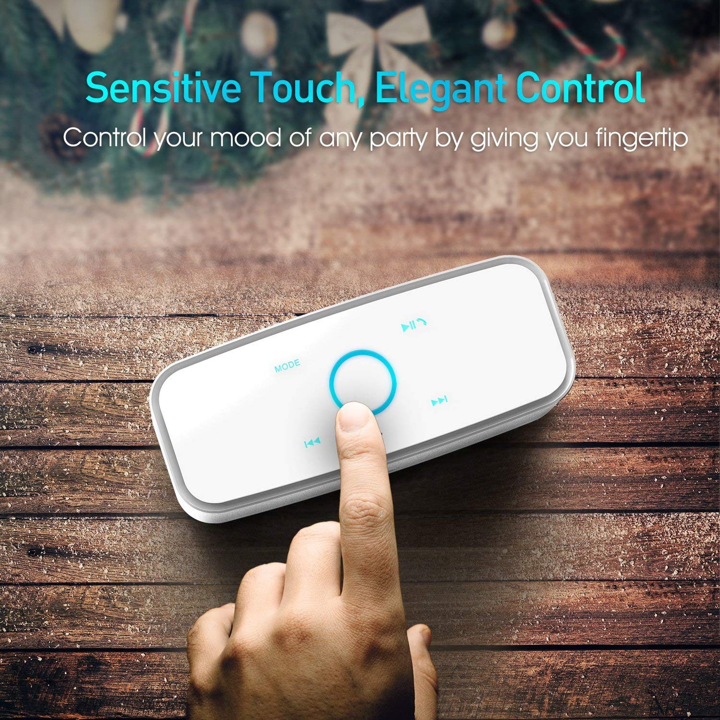 DOSS SoundBox Bluetooth Speaker, Portable Wireless 4.0 Touch White