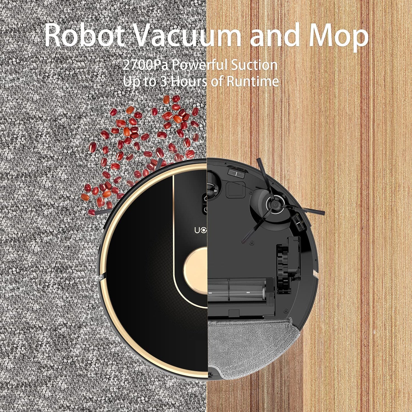 Uoni V980Plus Robot Vacuum Cleaner with Self-Emptying Black With Emptying Bin