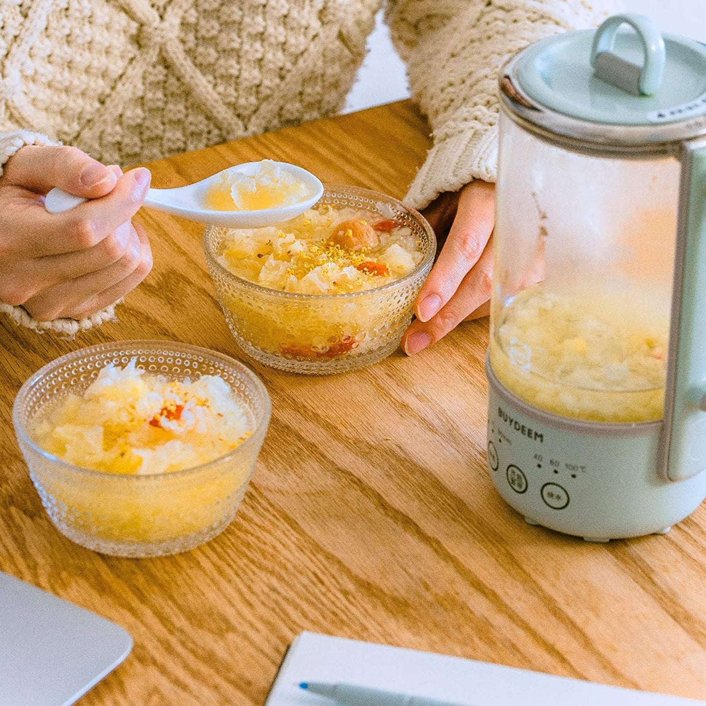 BUYDEEM K313 Travel Electric Kettle, Mini Healthy-Care Beverage Cozy Greenish