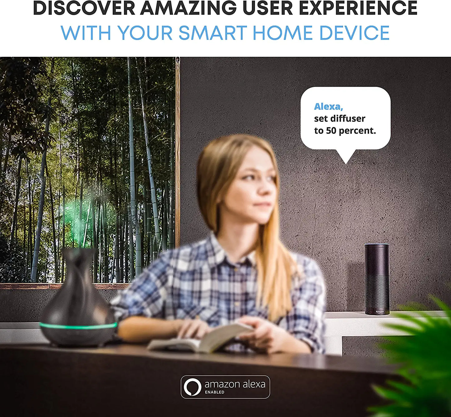 Smart WiFi Wireless Essential Oil Aromatherapy 400ml Ultrasonic Dark Brown