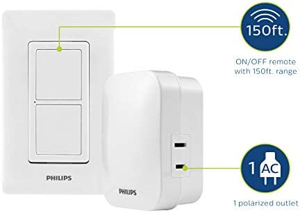 Philips Philips Wireless ON/Off Switch, Wall Plate Included, 150ft Range, Home Automation, Remote – SPC1246AT/27, White