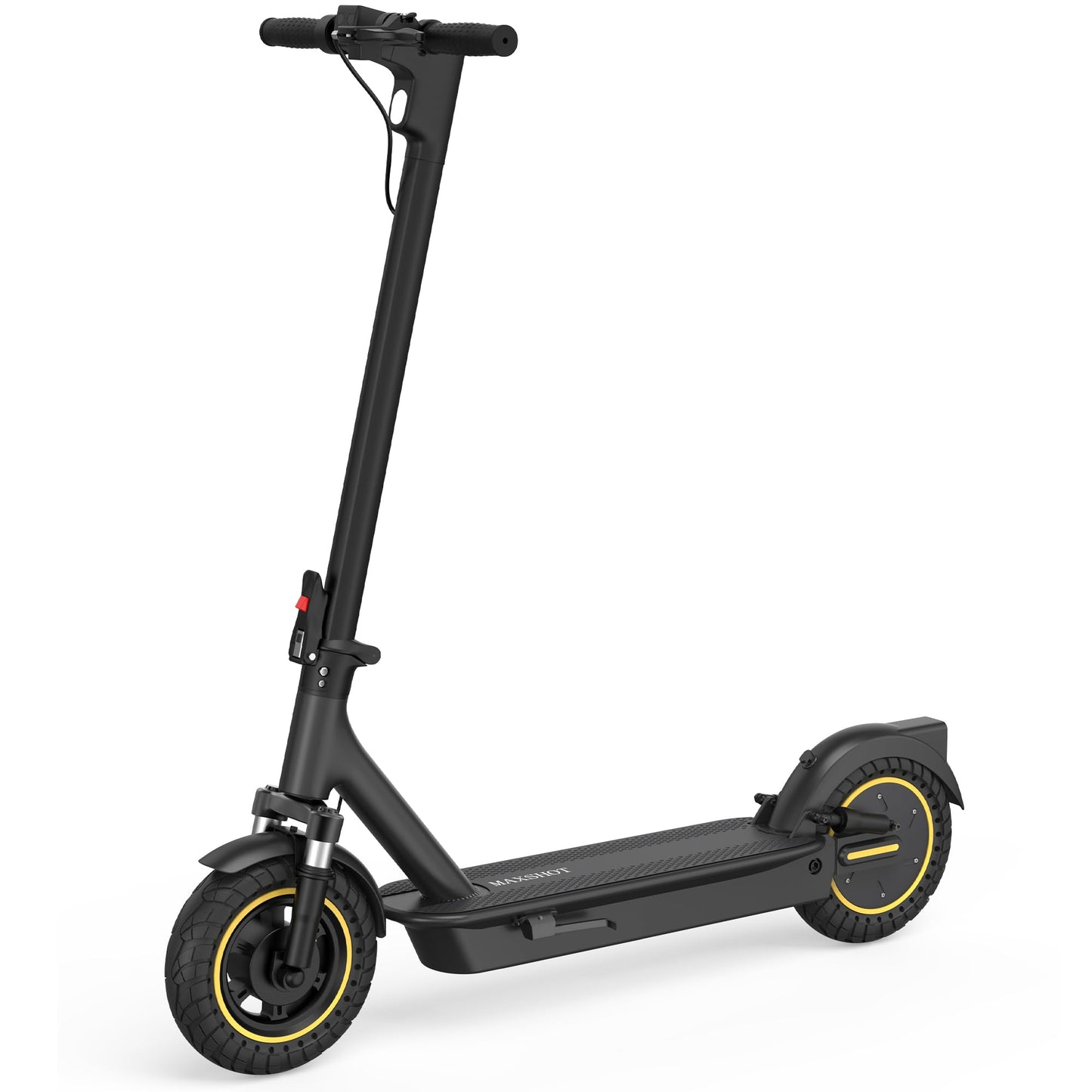Maxshot Electric Scooter, 8.5" /10" /14" Tire, 16/19/22 Mph Top Speed, 12/16/21/27/28/49/50 Miles Long Range, Folding Escooter for Adults and Kids with Seat Bag, Dual Braking, Dual Suspension, App