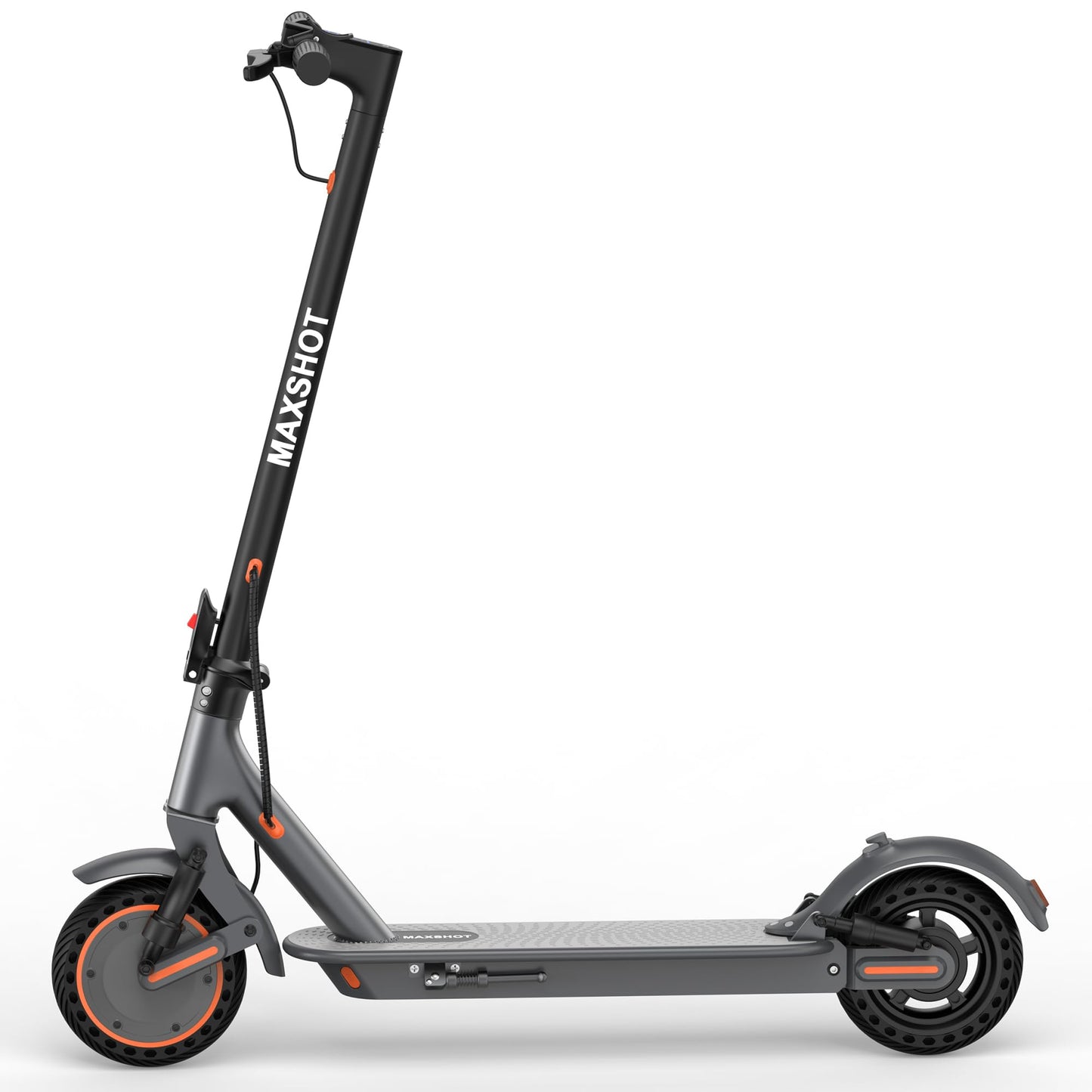 Maxshot Electric Scooter, 8.5" /10" /14" Tire, 16/19/22 Mph Top Speed, 12/16/21/27/28/49/50 Miles Long Range, Folding Escooter for Adults and Kids with Seat Bag, Dual Braking, Dual Suspension, App