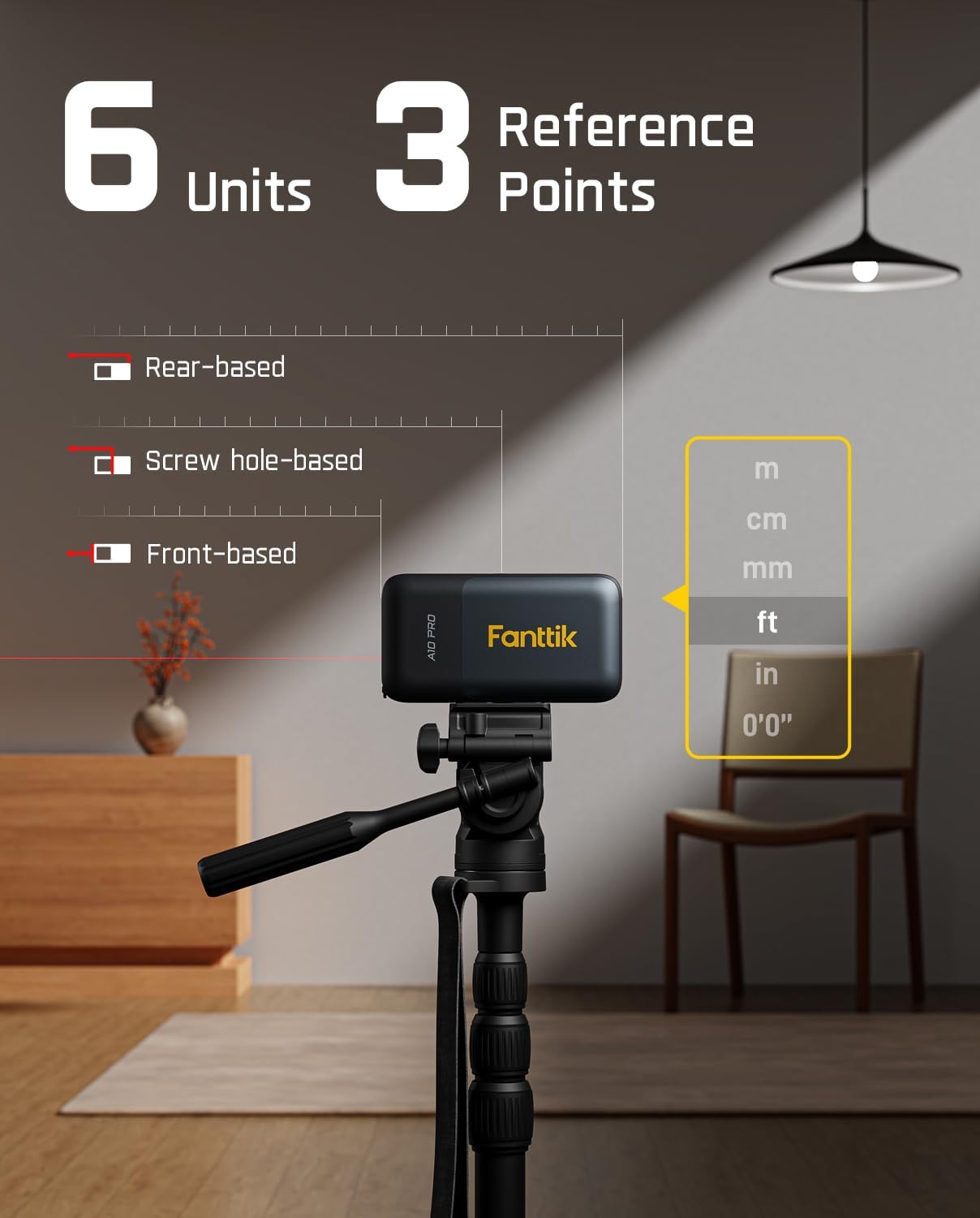 Fanttik A10 Pro 2-in-1 Digital Laser Tape Measure for Distance/Area/Volume | with HD IPS Color Display, 165Ft Rechargeable Laser Measurement Tool & 9.8Ft Measuring Tape, 6 Units Selectable