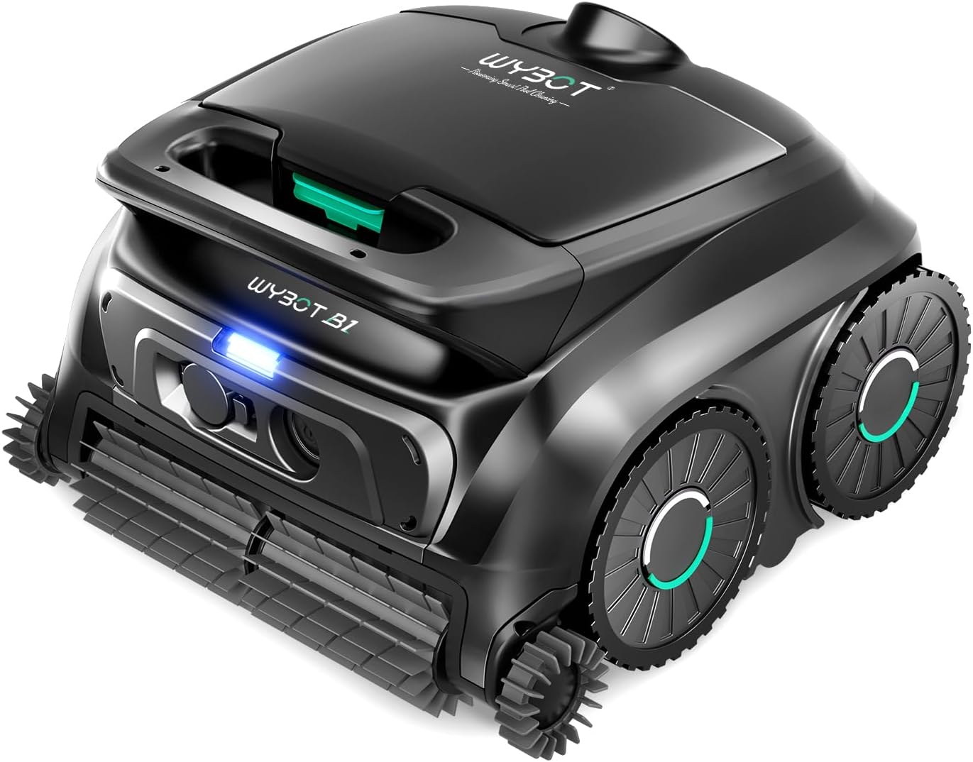 WYBOT B1 Cordless Robotic Pool Vacuum Pool Cleaner Robot for Inground Pools | Quad-Roller Brushes for Edge Cleaning, Floor & Wall Coverage, High Obstacle Crossing, Lightweight, App Control