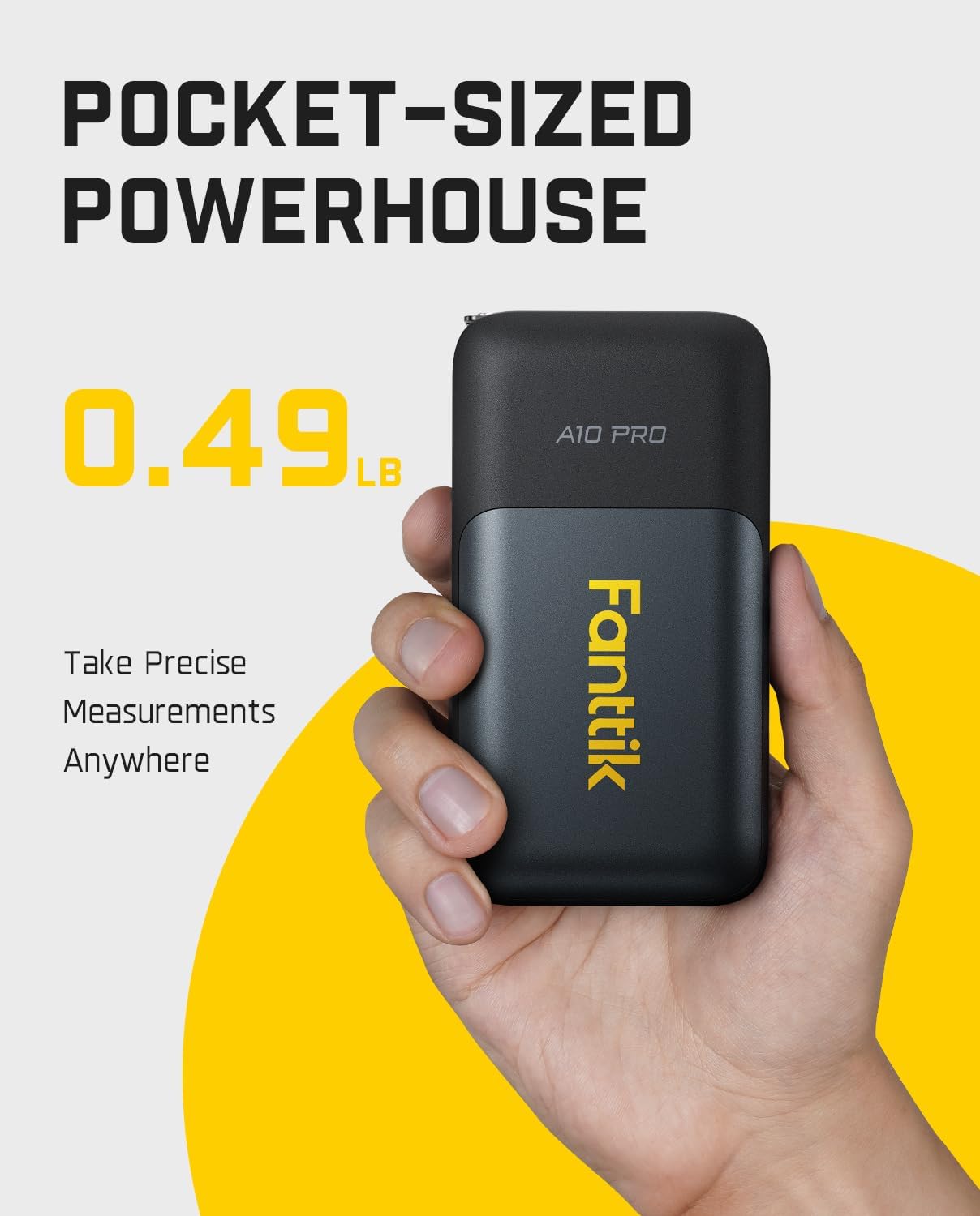 Fanttik A10 Pro 2-in-1 Digital Laser Tape Measure for Distance/Area/Volume | with HD IPS Color Display, 165Ft Rechargeable Laser Measurement Tool & 9.8Ft Measuring Tape, 6 Units Selectable