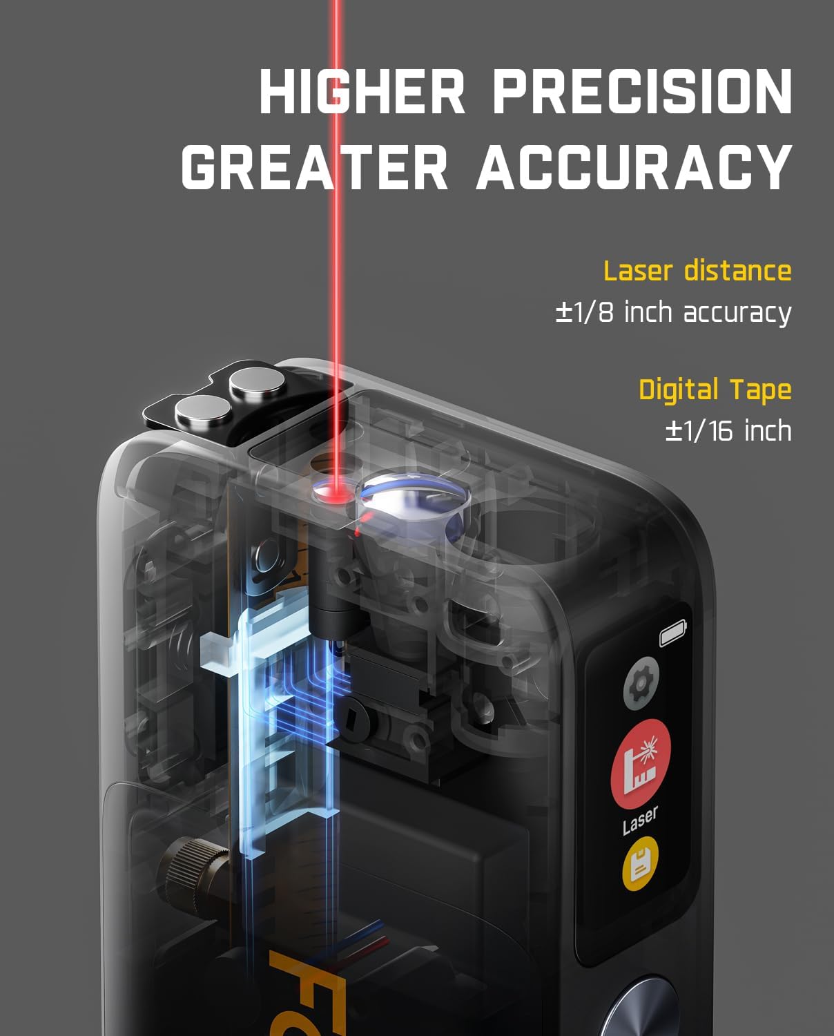 Fanttik A10 Pro 2-in-1 Digital Laser Tape Measure for Distance/Area/Volume | with HD IPS Color Display, 165Ft Rechargeable Laser Measurement Tool & 9.8Ft Measuring Tape, 6 Units Selectable