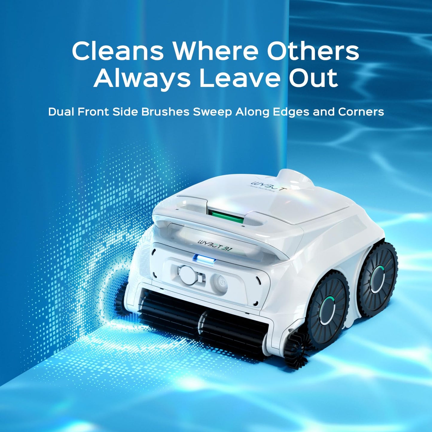 WYBOT B1 Cordless Robotic Pool Vacuum Pool Cleaner Robot for Inground Pools | Quad-Roller Brushes for Edge Cleaning, Floor & Wall Coverage, High Obstacle Crossing, Lightweight, App Control