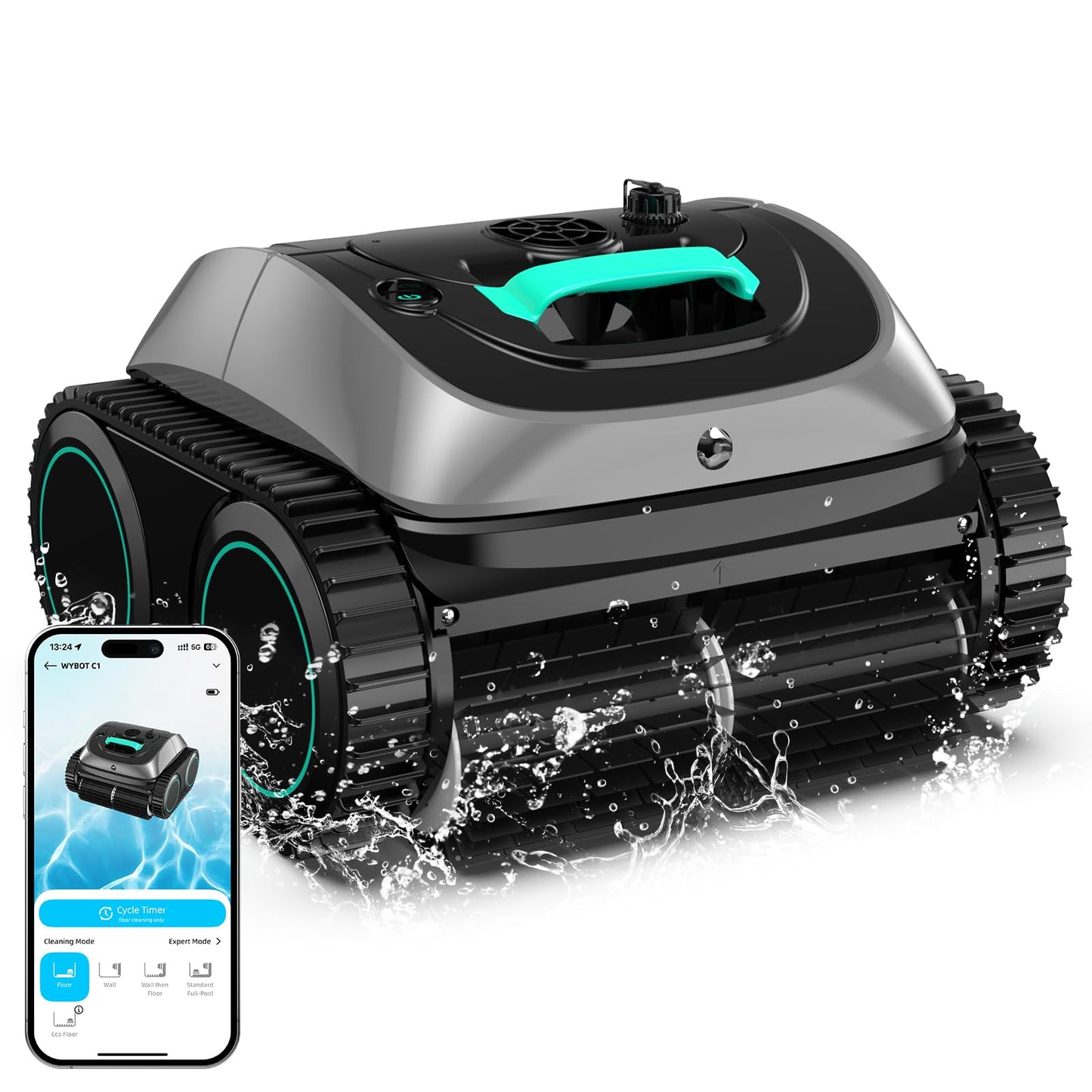 WYBOT C1 Cordless Robotic Pool Vacuum for Inground Pools, Professional | 4-in-1 Robotic Pool Cleaner for Above Ground Pool, 160 Mins Runtime, APP Countrol, Smart Navigation with Powerful Suction