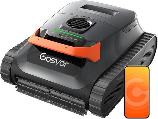 (2026 Upgrade) Gosvor Pool Vacuum LiteVac G1, Wall & Waterline & Shallow Area Cleaning, Up to 200-Min Runtime, Ultra-fine Filter, 15.2 lbs, Smart Navigation & App, for Pools up to 2153 sq.ft, Orange