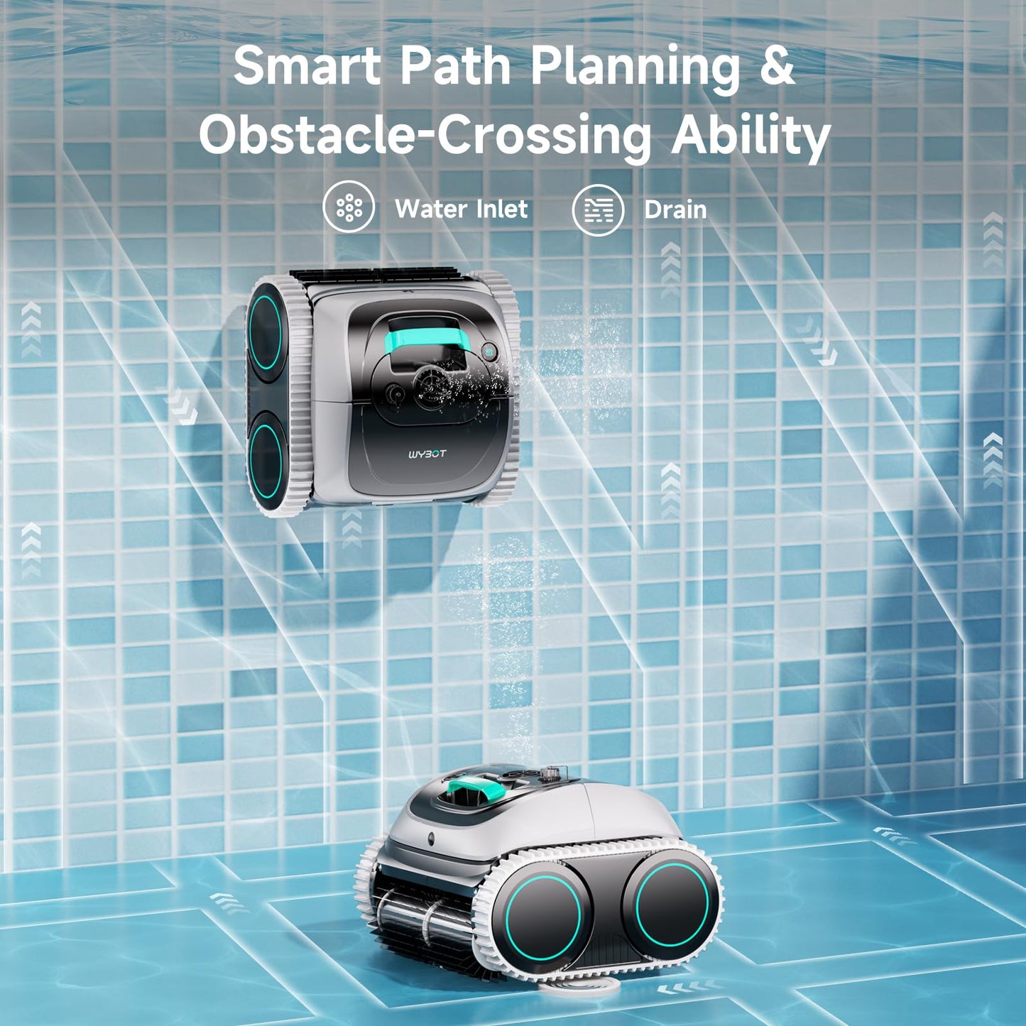 WYBOT C1 Cordless Robotic Pool Vacuum for Inground Pools, Professional | 4-in-1 Robotic Pool Cleaner for Above Ground Pool, 160 Mins Runtime, APP Countrol, Smart Navigation with Powerful Suction