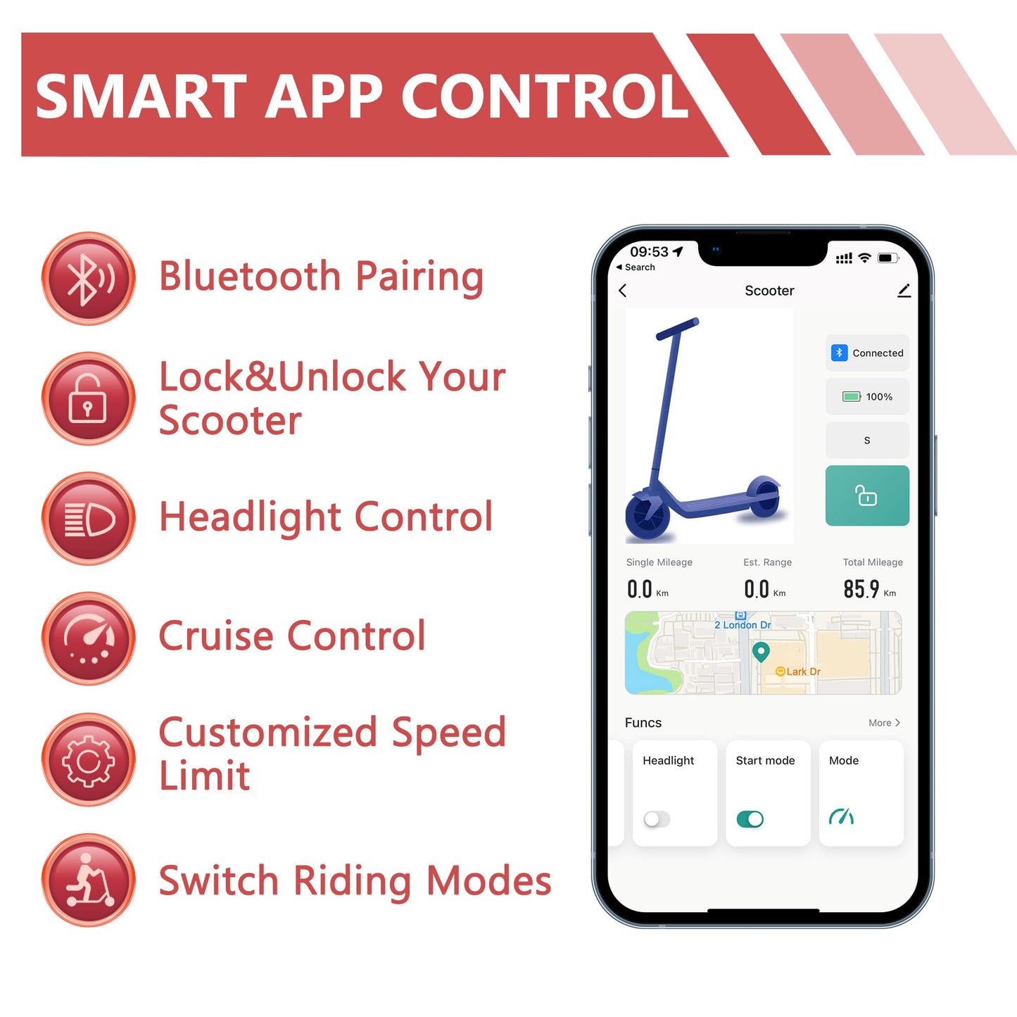 Maxshot Electric Scooter, 8.5" /10" /14" Tire, 16/19/22 Mph Top Speed, 12/16/21/27/28/49/50 Miles Long Range, Folding Escooter for Adults and Kids with Seat Bag, Dual Braking, Dual Suspension, App