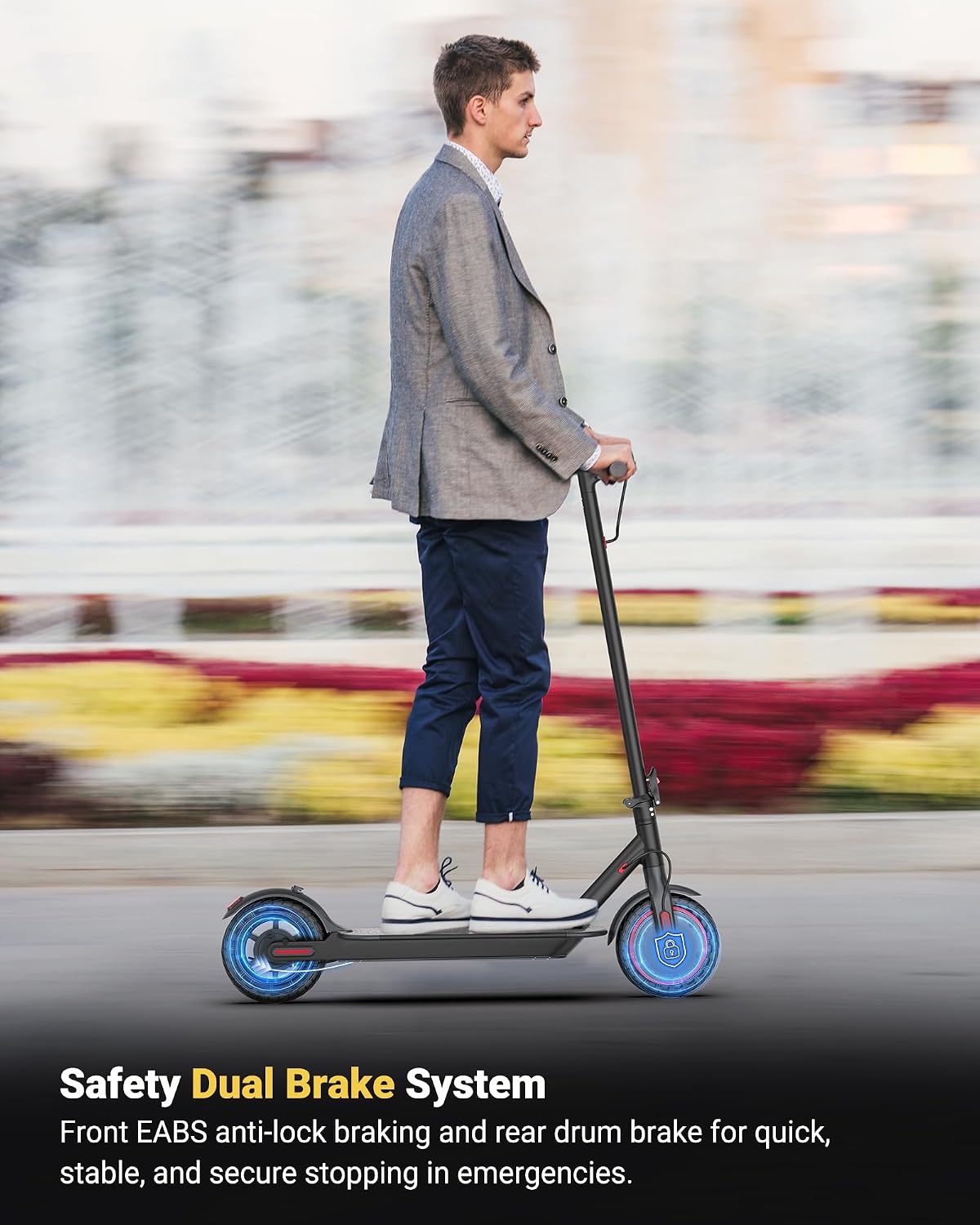 Maxshot Electric Scooter, 8.5" /10" /14" Tire, 16/19/22 Mph Top Speed, 12/16/21/27/28/49/50 Miles Long Range, Folding Escooter for Adults and Kids with Seat Bag, Dual Braking, Dual Suspension, App
