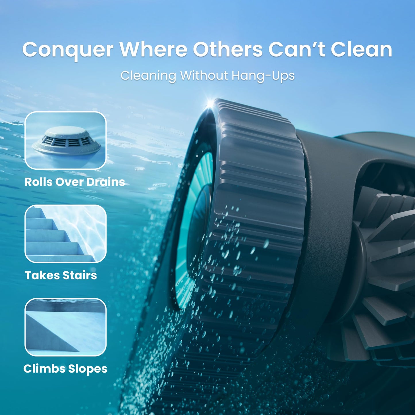 Aiper Scuba S1 - Robotic Pool Cleaner, Powerful Suction, 150-Min Runtime, Wall & Waterline Cleaning, for Inground & Above Ground Pools up to 1600 sq.ft-2024 Basic