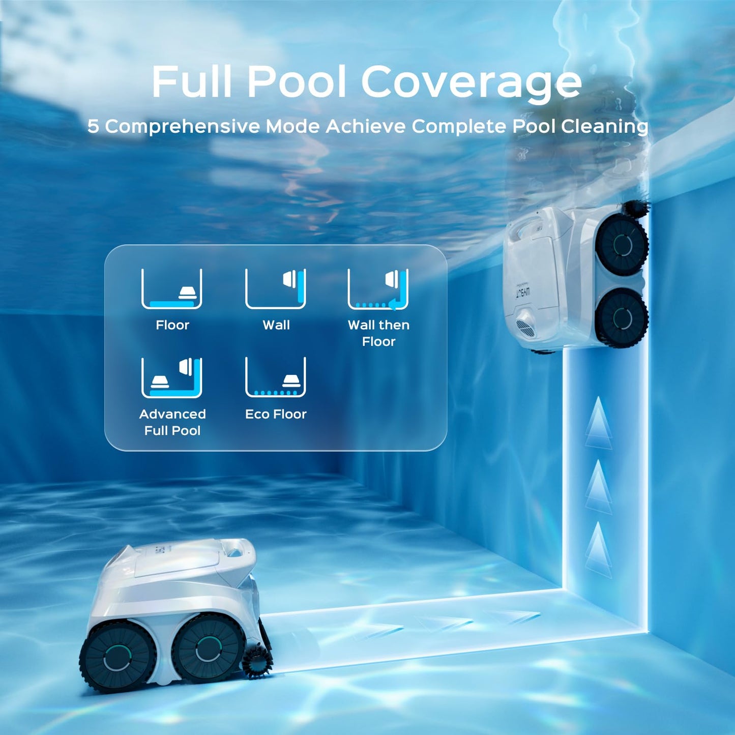 WYBOT B1 Cordless Robotic Pool Vacuum Pool Cleaner Robot for Inground Pools | Quad-Roller Brushes for Edge Cleaning, Floor & Wall Coverage, High Obstacle Crossing, Lightweight, App Control