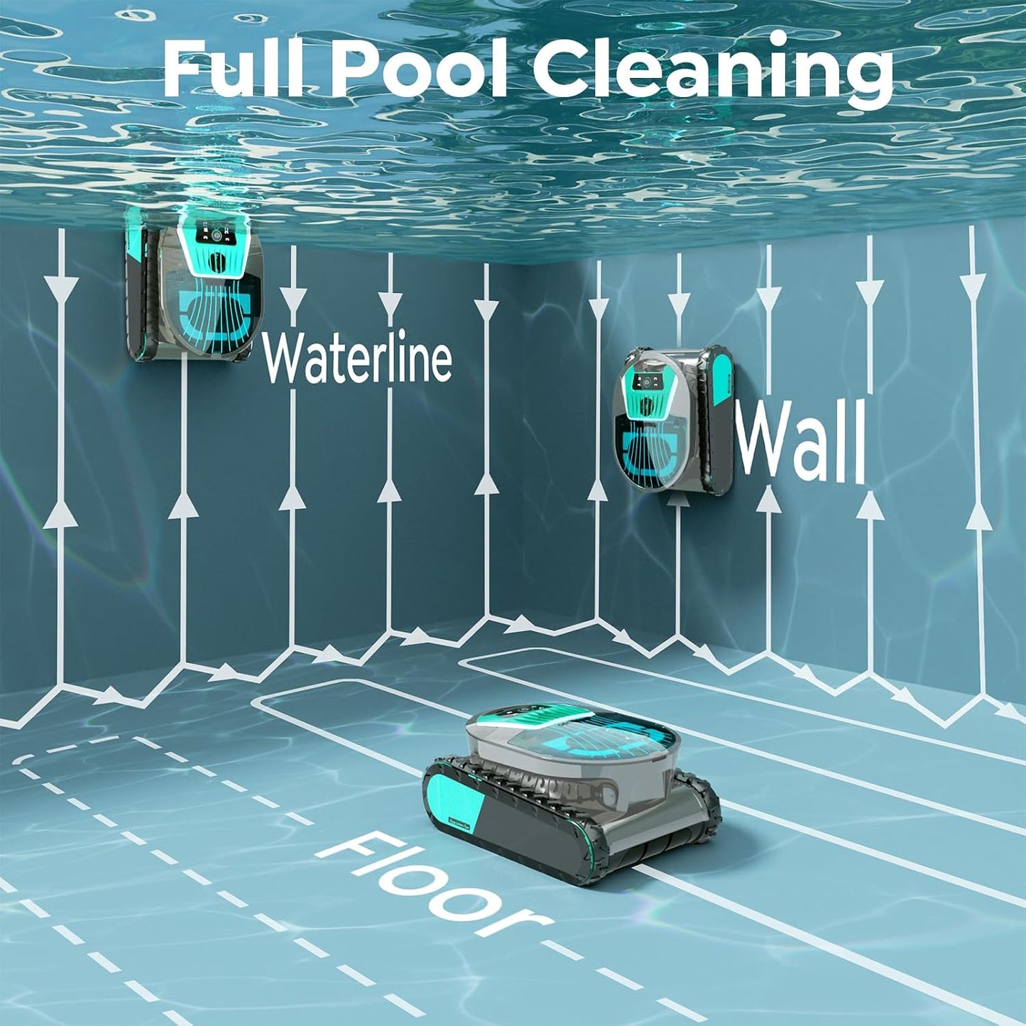 Pleco Pro Cordless Robotic Pool Cleaner for Inground Pools, Automatic Pool Vacuum with App Control, Smart Navigation, Wall Climbing, Waterline Cleaning & Dual-Layer Filtration, Stone Gray