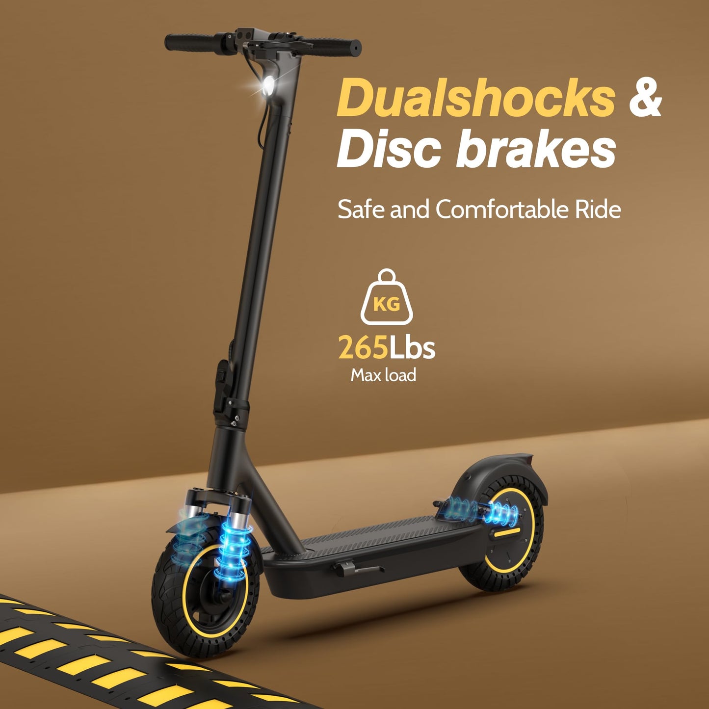 Maxshot Electric Scooter, 8.5" /10" /14" Tire, 16/19/22 Mph Top Speed, 12/16/21/27/28/49/50 Miles Long Range, Folding Escooter for Adults and Kids with Seat Bag, Dual Braking, Dual Suspension, App