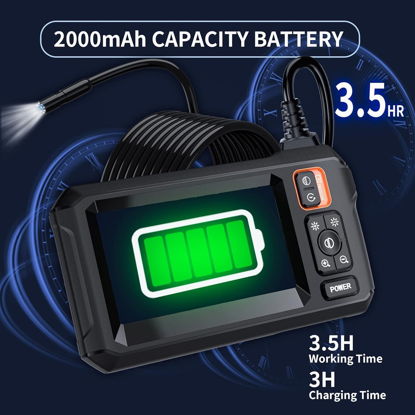 Daxiongmao Endoscope Camera with Light, 1080P HD Borescope | IP67 Waterproof Snake Camera – Ideal for Inspecting Walls, Vents, Automotive Engines, Pipes – A Great Gift Tool for Men