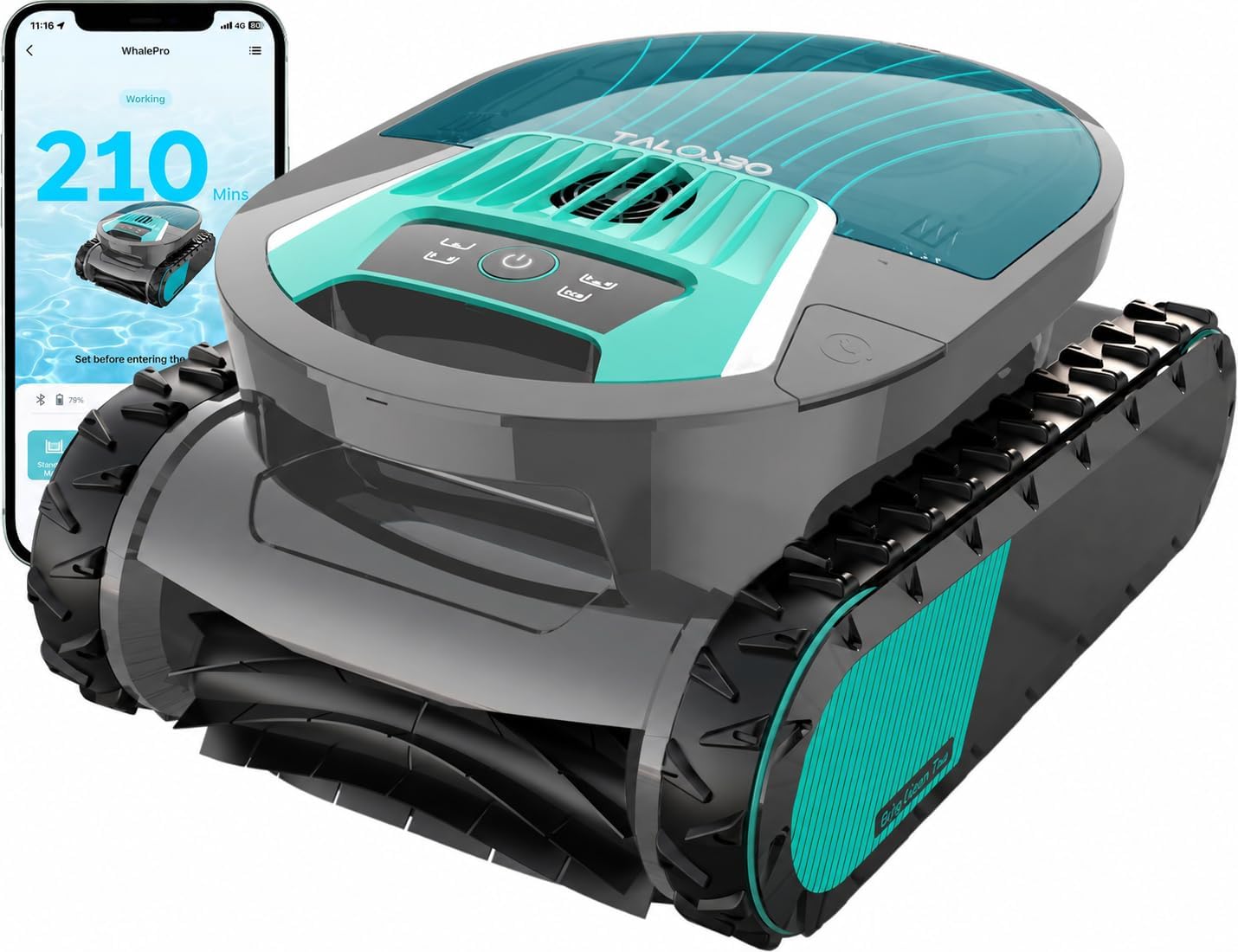 Pleco Pro Cordless Robotic Pool Cleaner for Inground Pools, Automatic Pool Vacuum with App Control, Smart Navigation, Wall Climbing, Waterline Cleaning & Dual-Layer Filtration, Stone Gray