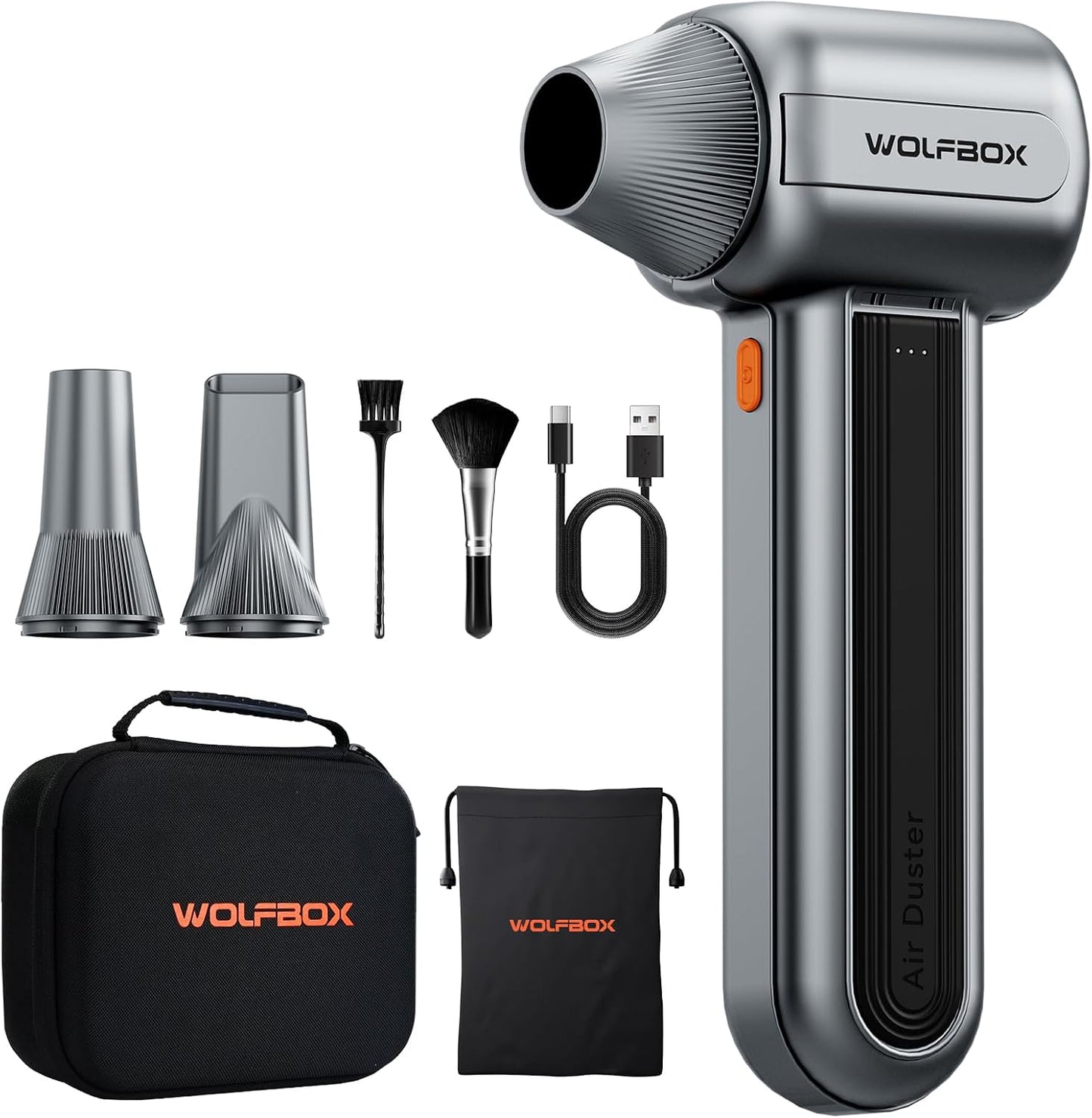 WOLFBOX MF400 Cordless Leaf Blower - Lightweight Jet Blower & Car Dryer | Lightweight Design, Brushless Motor, High-Velocity Airflow, 3 Speed Modes, For Patio, Garage & Car Detailing, Hard Case
