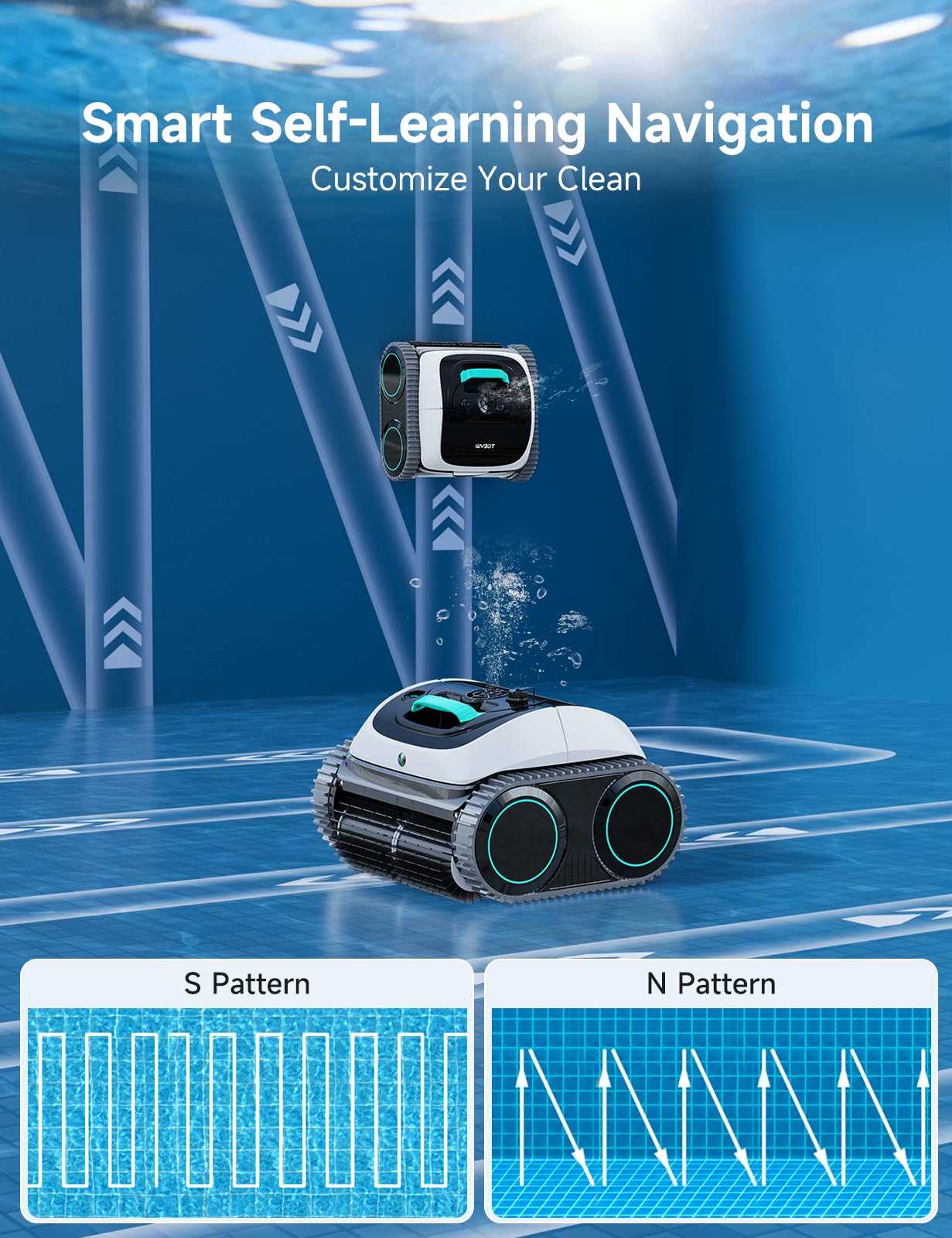 WYBOT C1 Cordless Robotic Pool Vacuum for Inground Pools, Professional | 4-in-1 Robotic Pool Cleaner for Above Ground Pool, 160 Mins Runtime, APP Countrol, Smart Navigation with Powerful Suction
