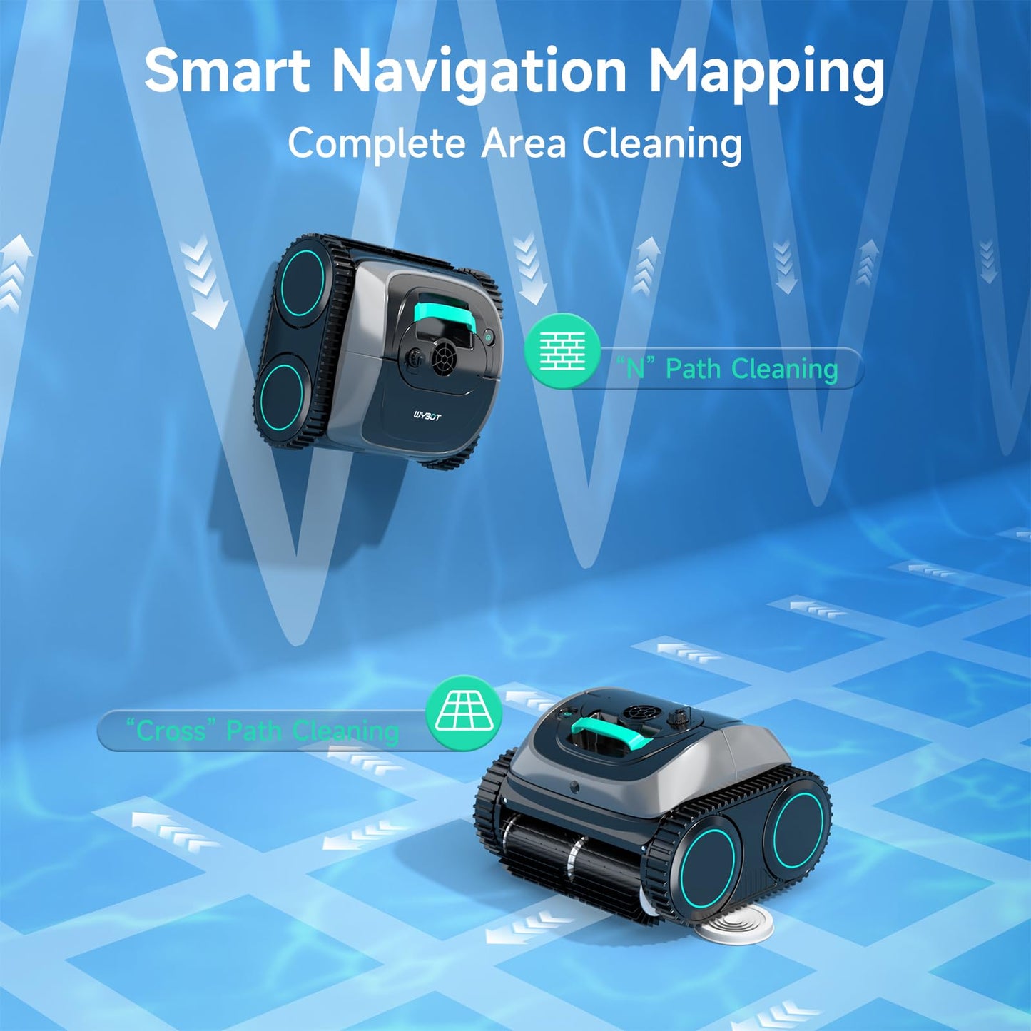 WYBOT C1 Cordless Robotic Pool Vacuum for Inground Pools, Professional | 4-in-1 Robotic Pool Cleaner for Above Ground Pool, 160 Mins Runtime, APP Countrol, Smart Navigation with Powerful Suction
