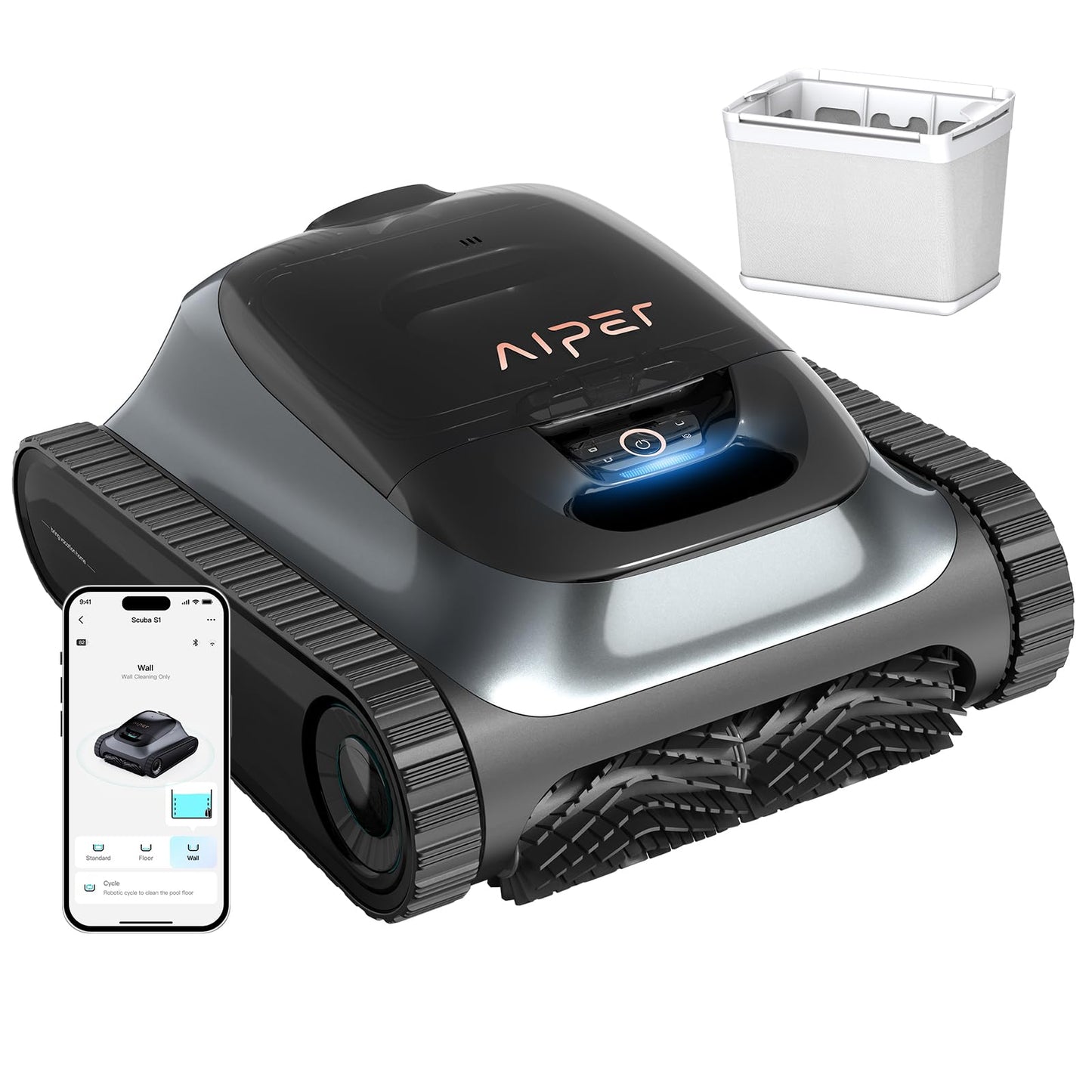 Aiper Scuba S1 - Robotic Pool Cleaner, Powerful Suction, 150-Min Runtime, Wall & Waterline Cleaning, for Inground & Above Ground Pools up to 1600 sq.ft-2024 Basic
