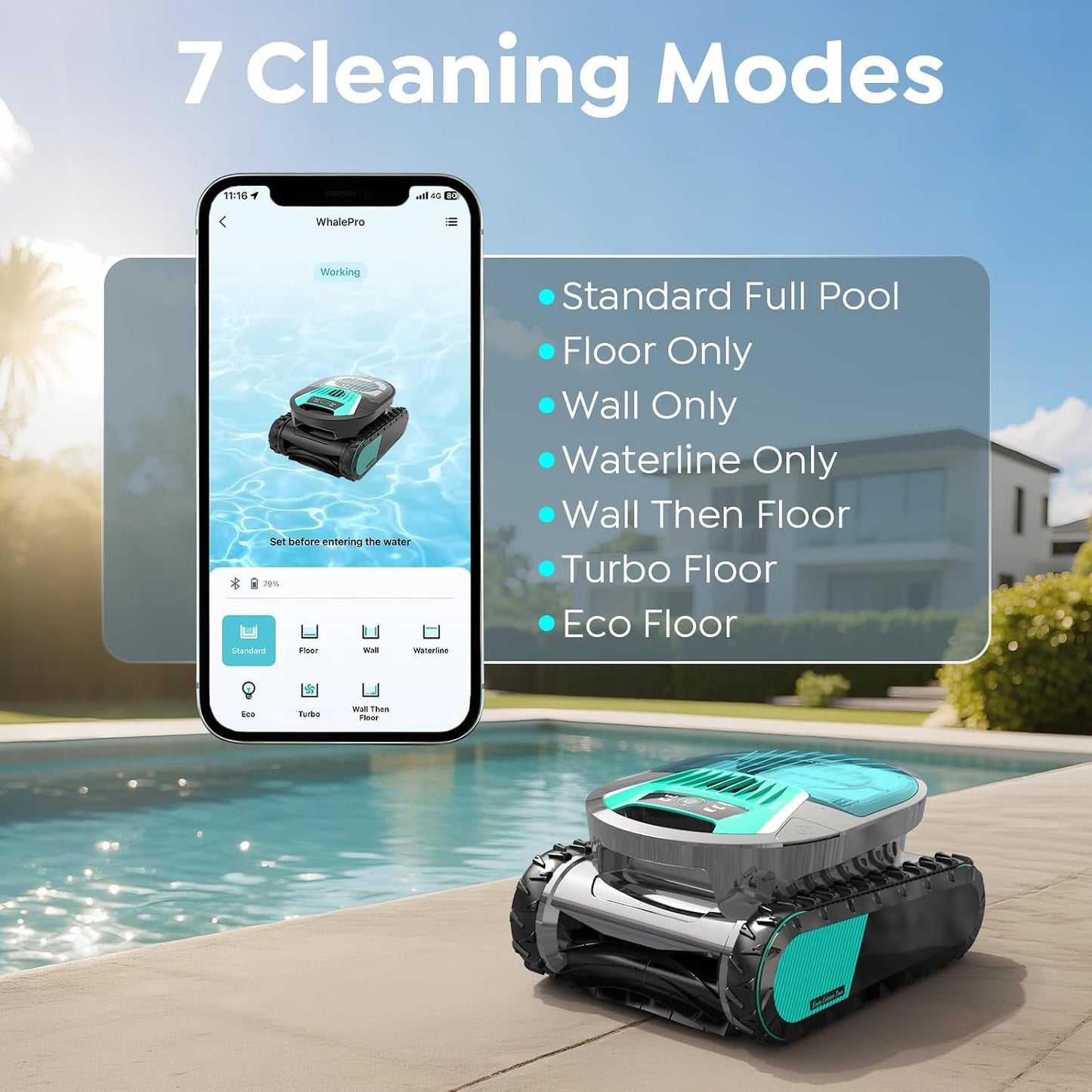Pleco Pro Cordless Robotic Pool Cleaner for Inground Pools, Automatic Pool Vacuum with App Control, Smart Navigation, Wall Climbing, Waterline Cleaning & Dual-Layer Filtration, Stone Gray