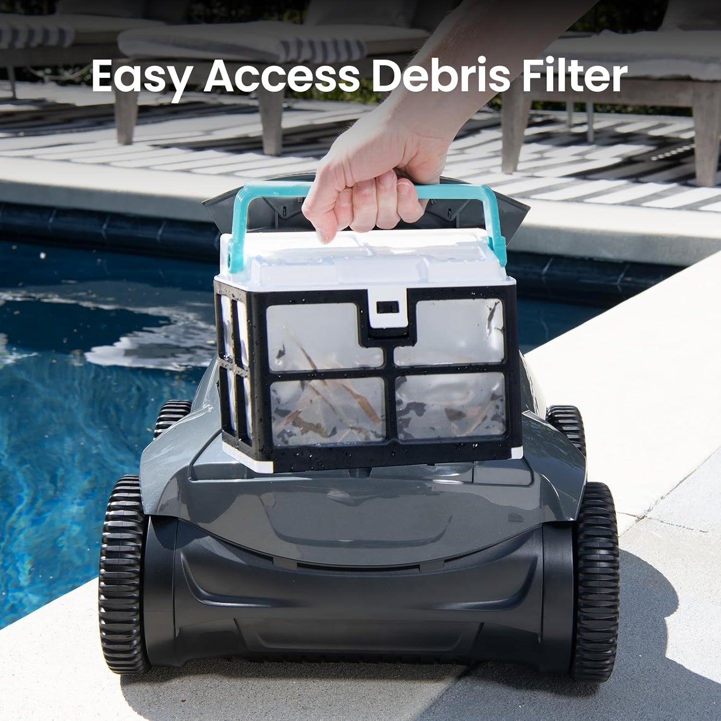 AIPER Seagull Pro Cordless Robotic Pool Cleaner, WavePath Navigation, Wall-Climbing, Quad-Motor, 150 mins Runtime for Inground Pools up to 1,600 sq.ft, ZT6002 Green&Grey