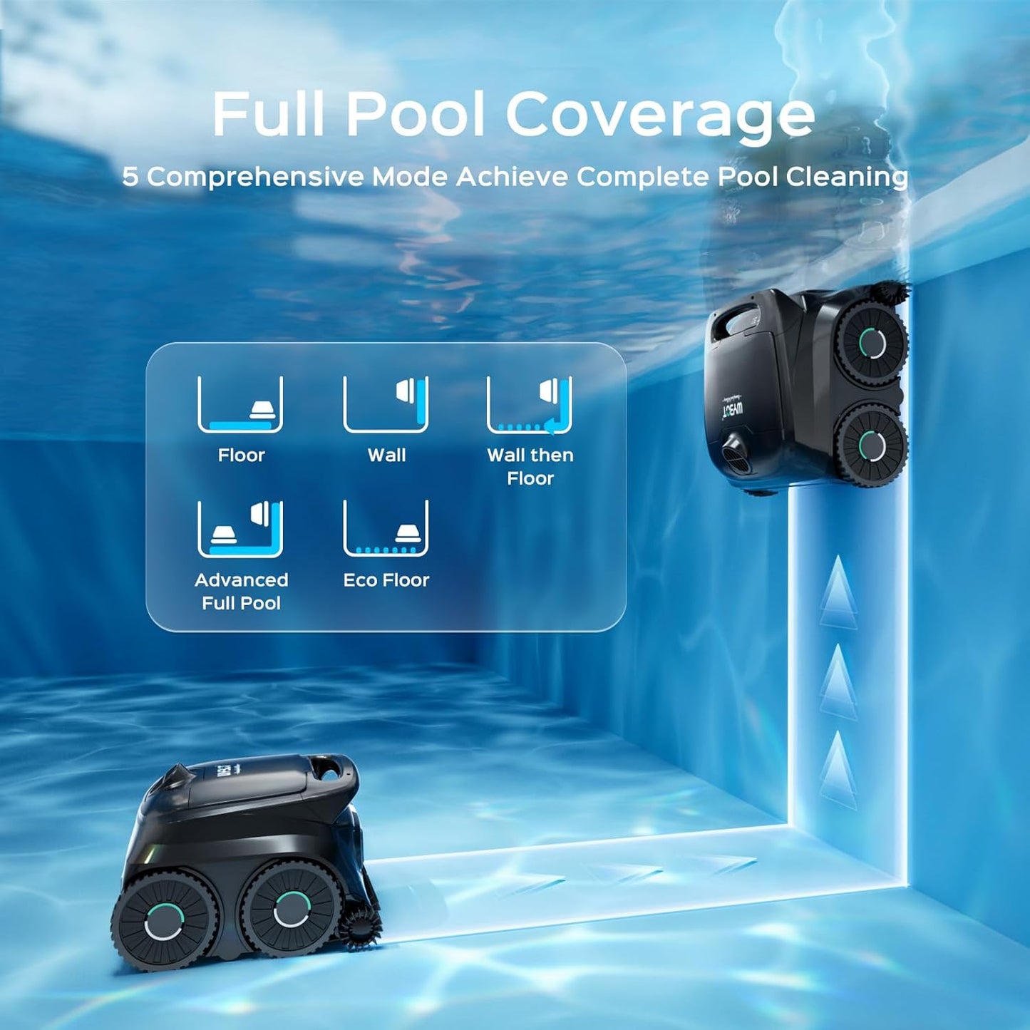 WYBOT B1 Cordless Robotic Pool Vacuum Pool Cleaner Robot for Inground Pools | Quad-Roller Brushes for Edge Cleaning, Floor & Wall Coverage, High Obstacle Crossing, Lightweight, App Control