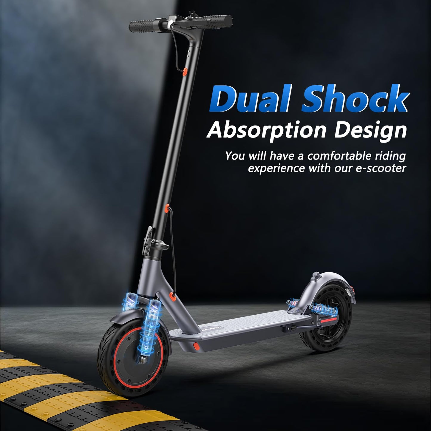 Maxshot Electric Scooter, 8.5" /10" /14" Tire, 16/19/22 Mph Top Speed, 12/16/21/27/28/49/50 Miles Long Range, Folding Escooter for Adults and Kids with Seat Bag, Dual Braking, Dual Suspension, App