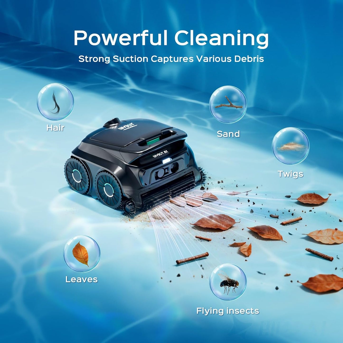 WYBOT B1 Cordless Robotic Pool Vacuum Pool Cleaner Robot for Inground Pools | Quad-Roller Brushes for Edge Cleaning, Floor & Wall Coverage, High Obstacle Crossing, Lightweight, App Control